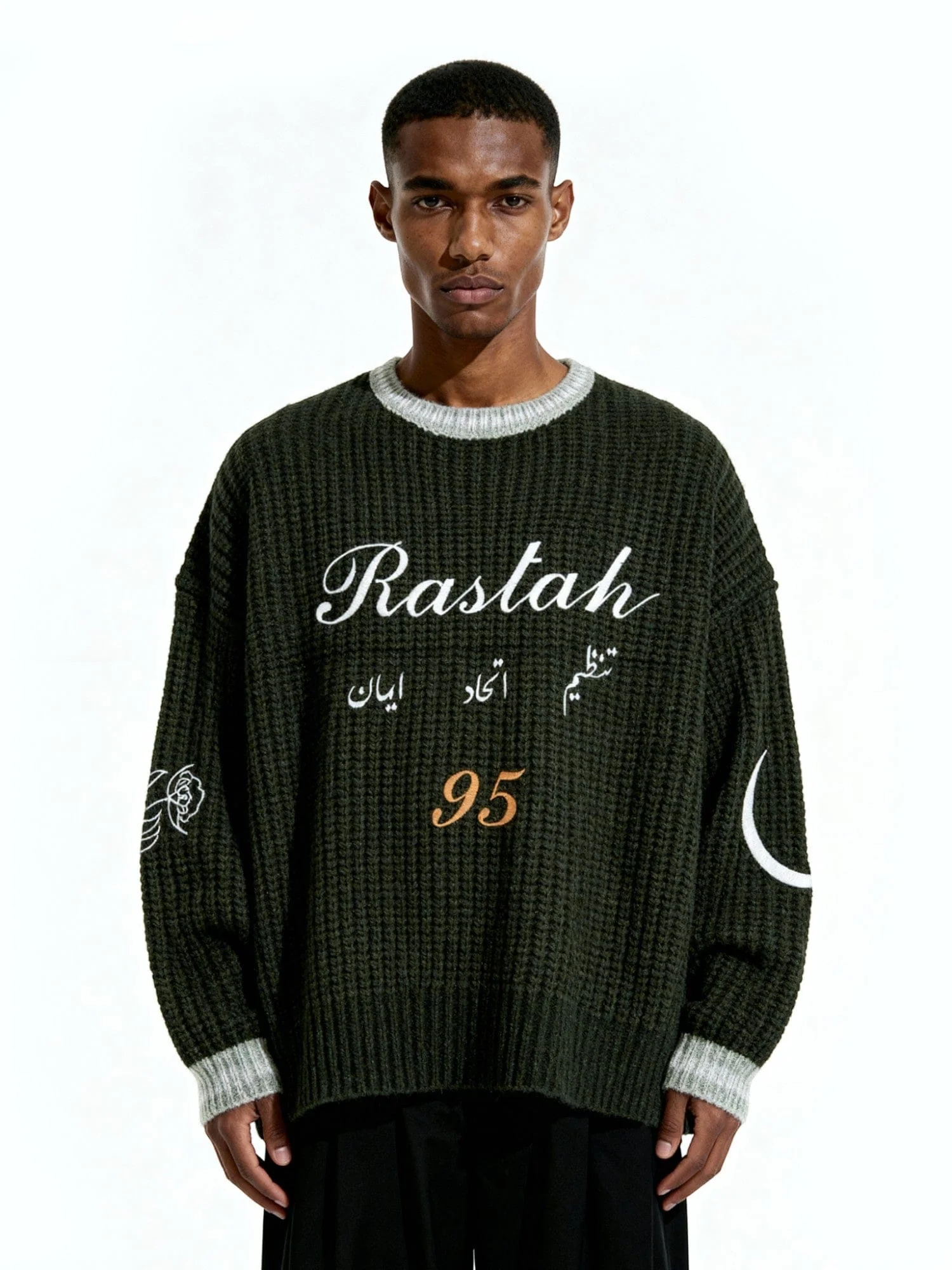 Emerald embroidered chunky sweater