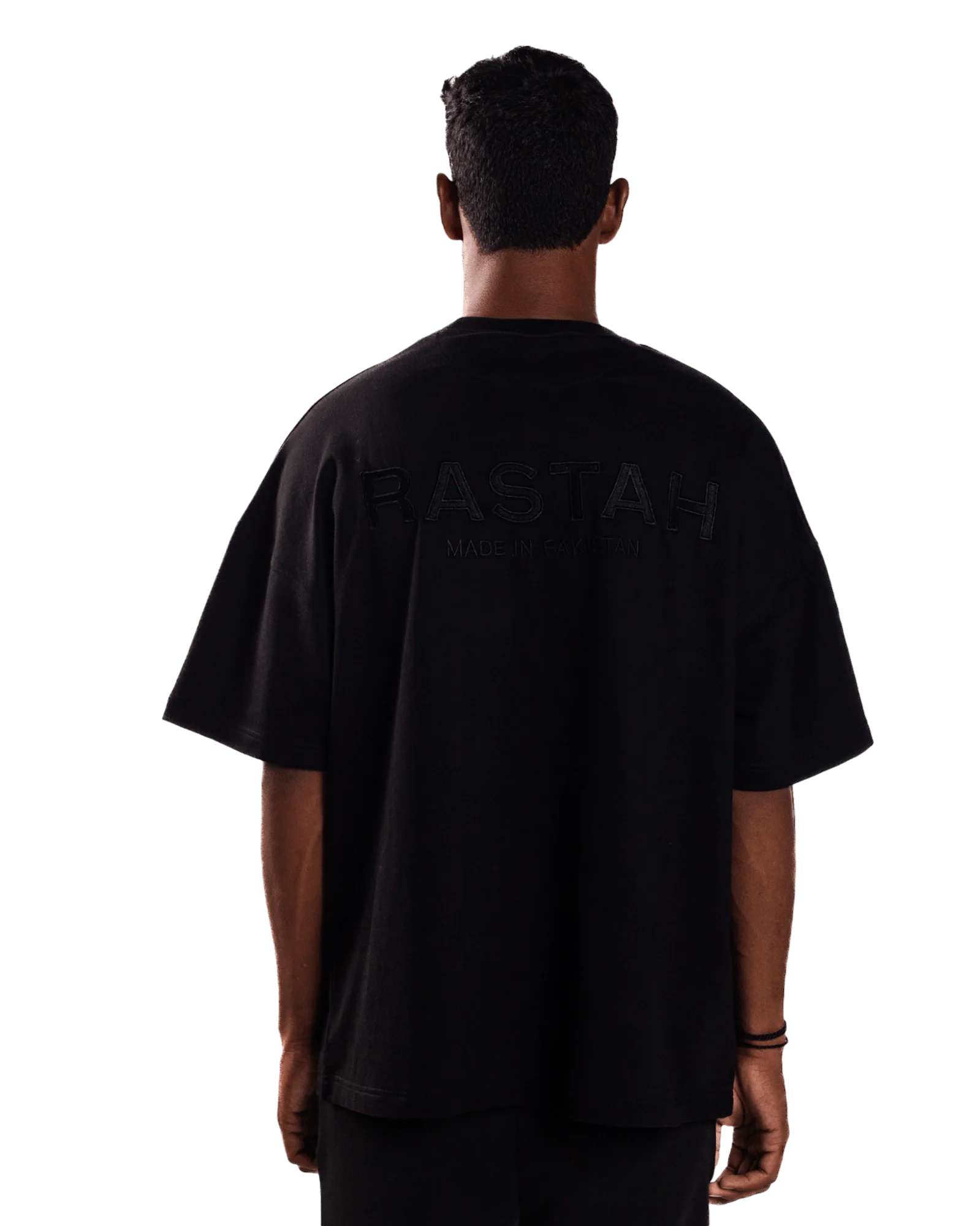 Embroidered black made in PAK T-shirt (V1) - Image 2
