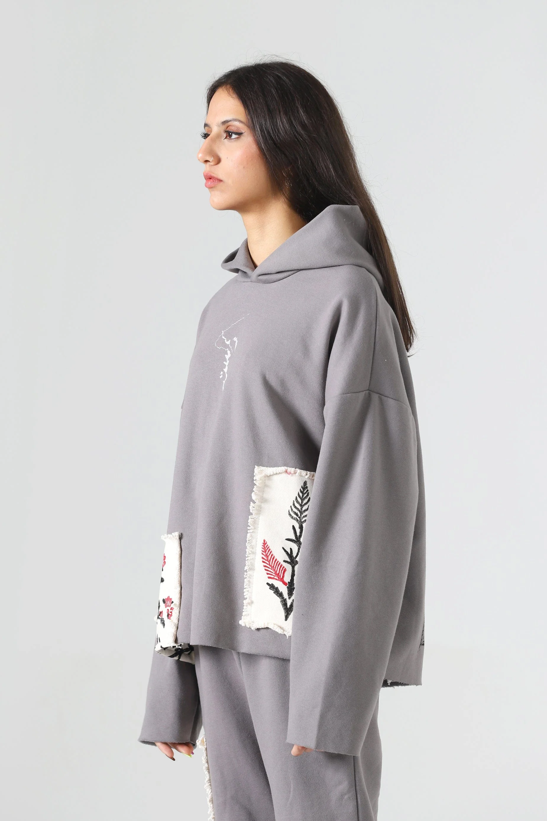 Block print charcoal hoodie - Image 5