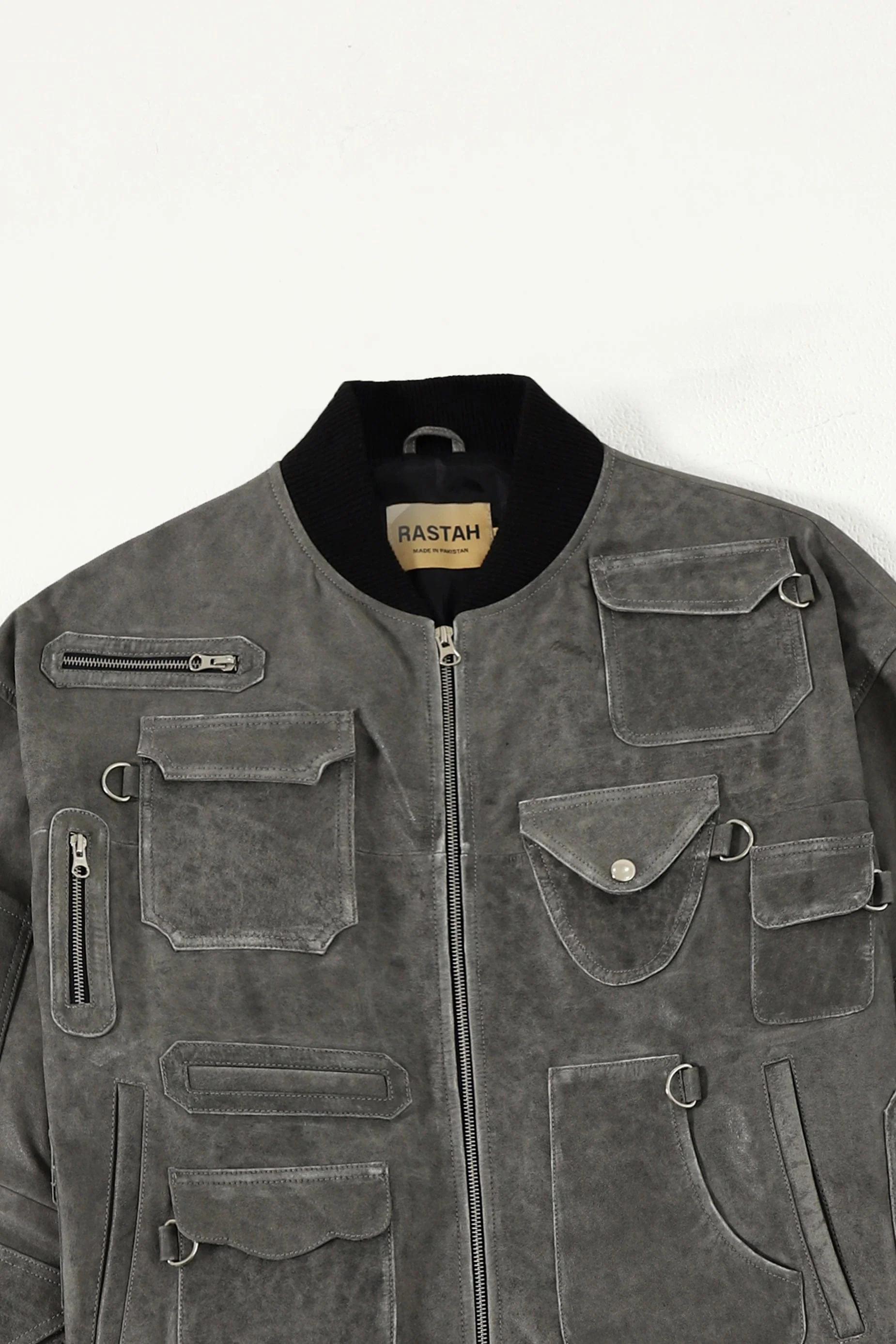 "Midnight train" leather bomber jacket - Image 6