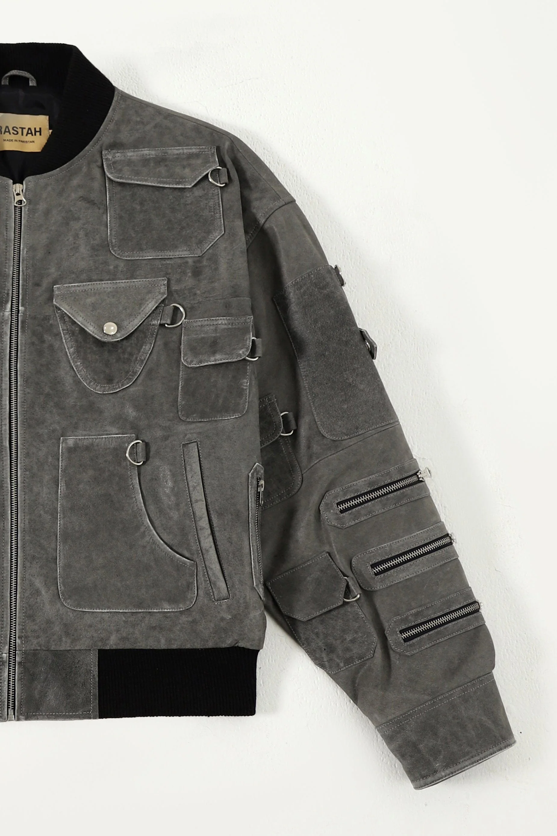 "Midnight train" leather bomber jacket - Image 7
