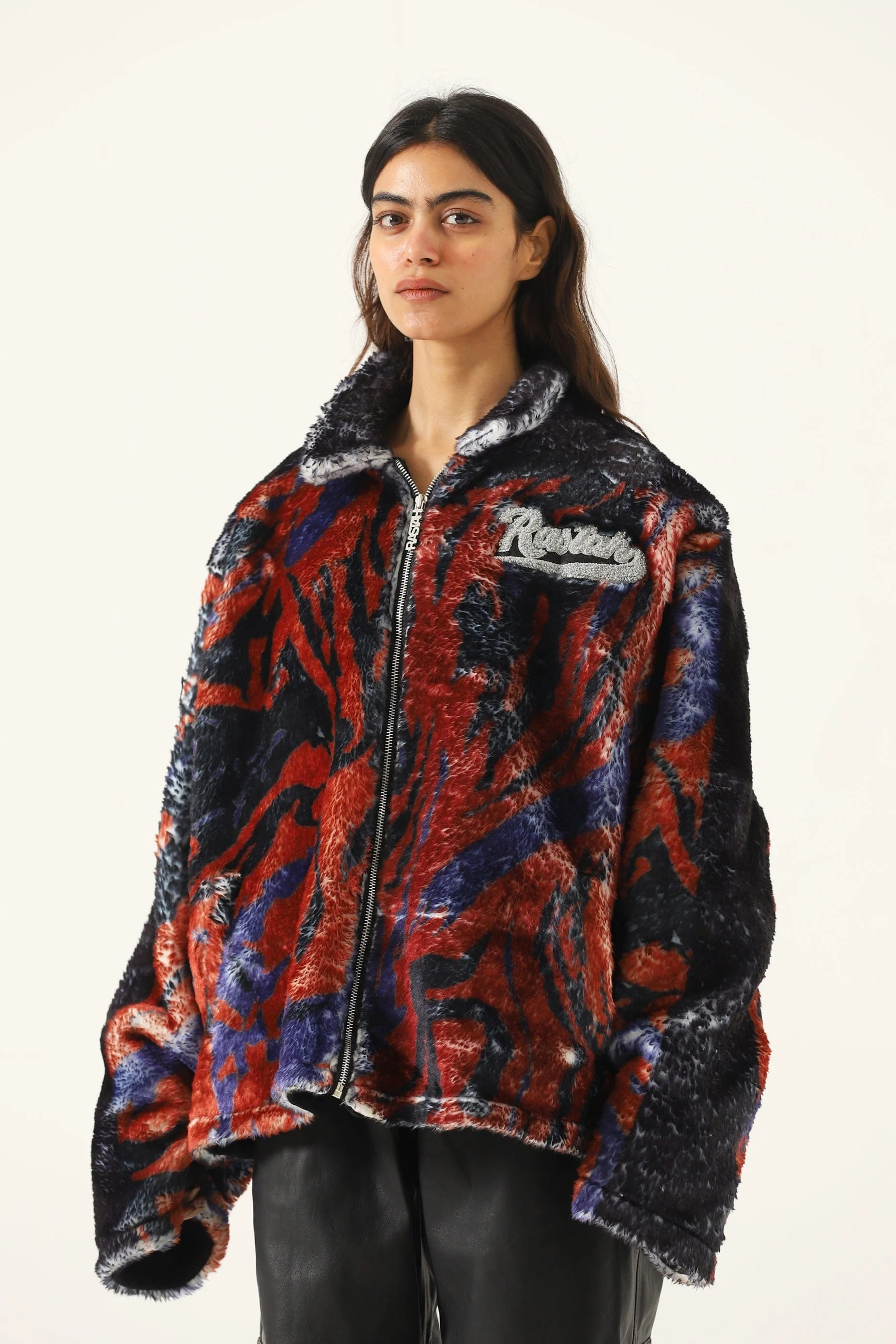Lahori nights" printed sherpa jacket