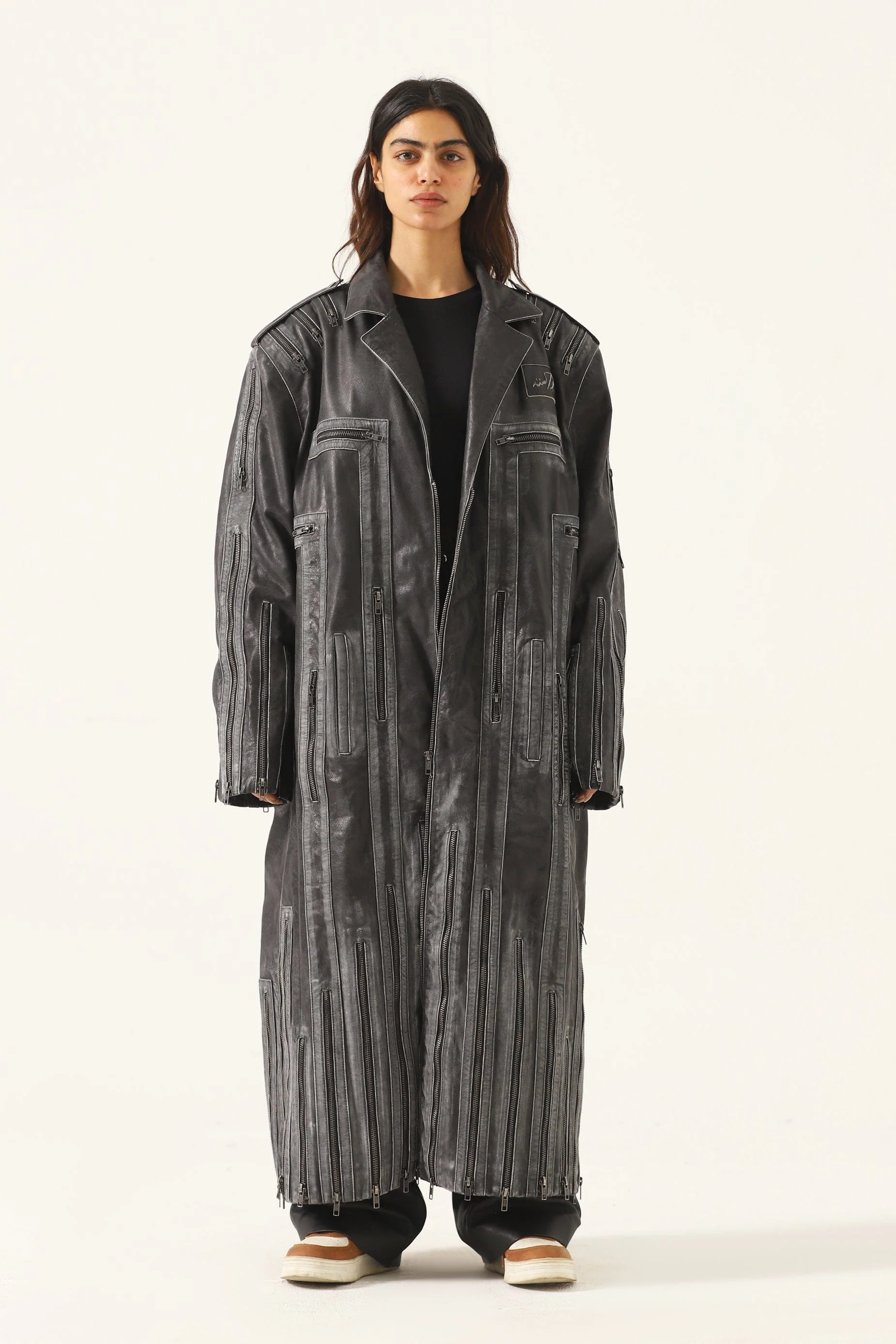 "Vegas in the dark" leather long coat