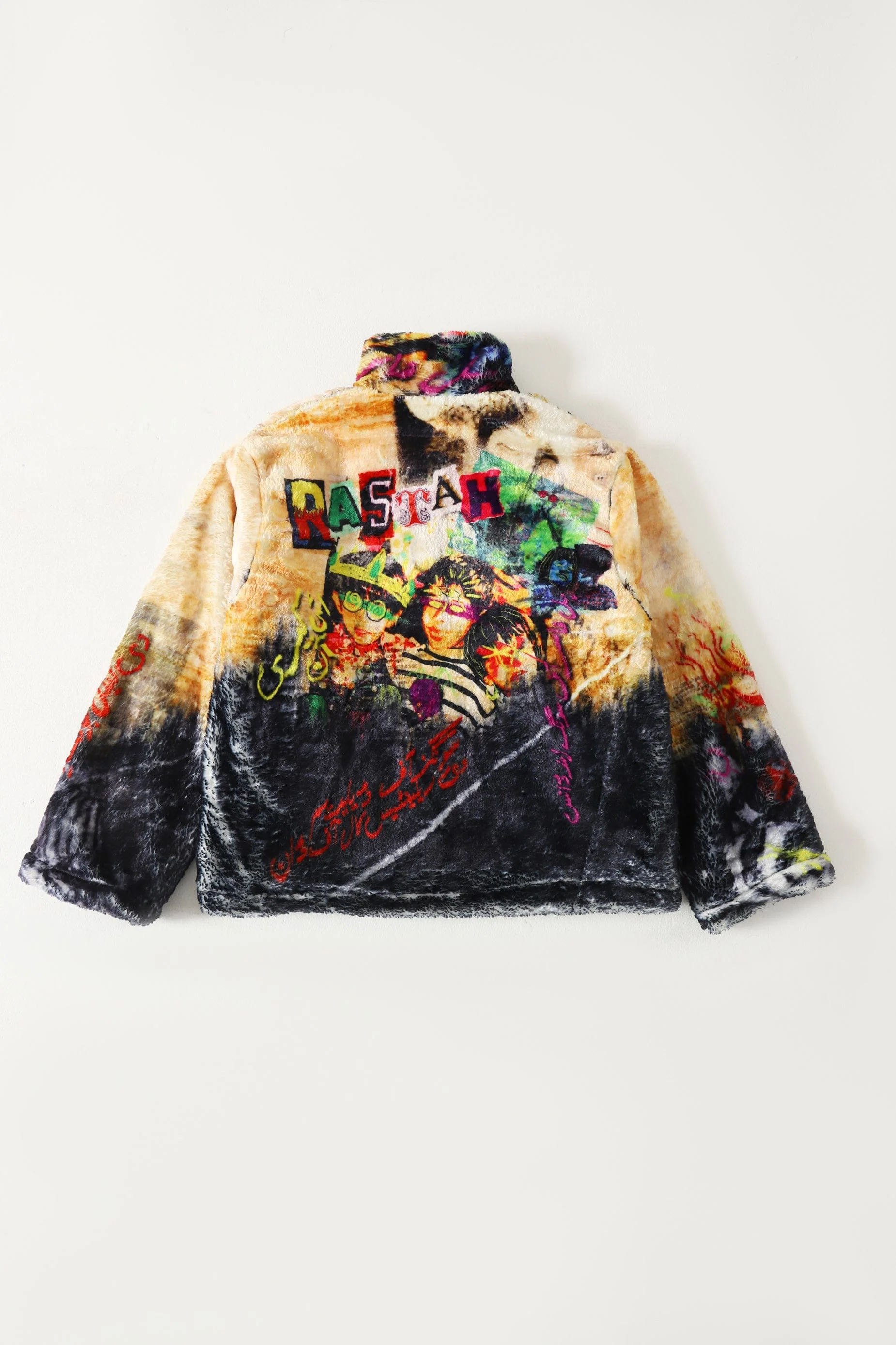 "Family first" printed faux fur jacket - Image 6