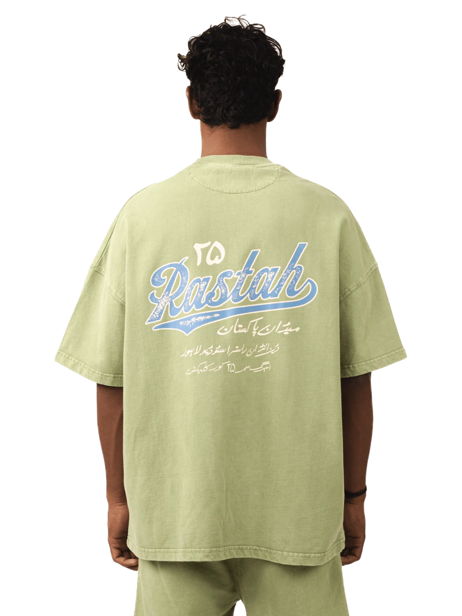 Faded matcha stone wash made in PAK T-shirt (V5)