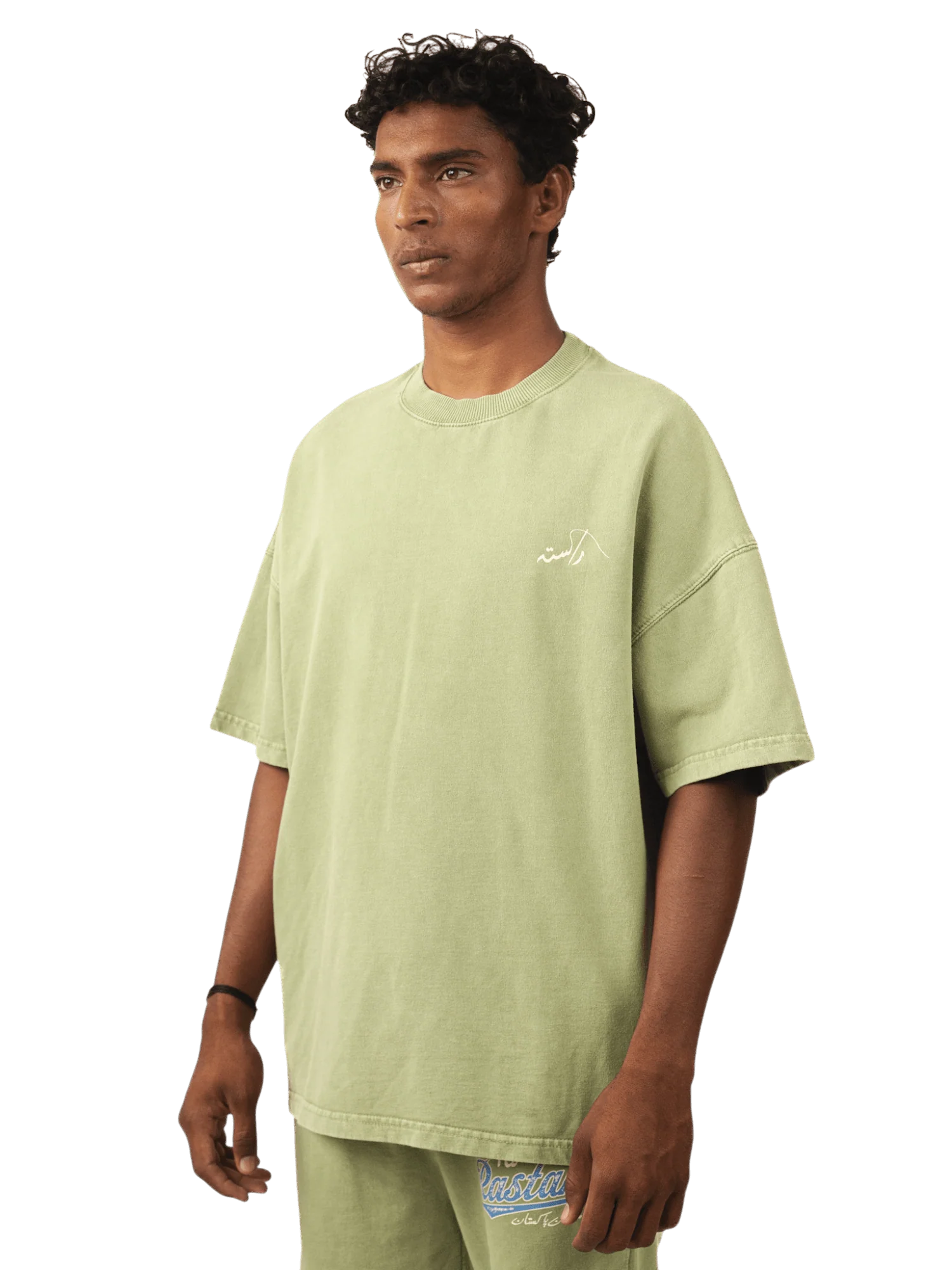 Faded matcha stone wash made in PAK T-shirt (V5) - Image 4