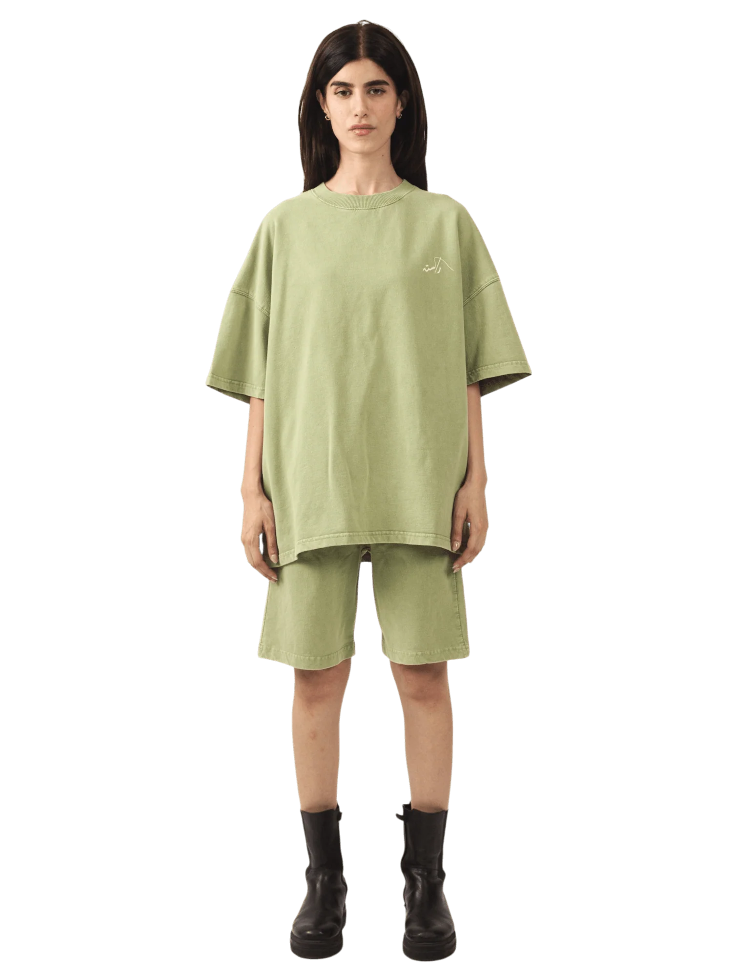 Faded matcha stone wash made in PAK T-shirt (V5) - Image 9