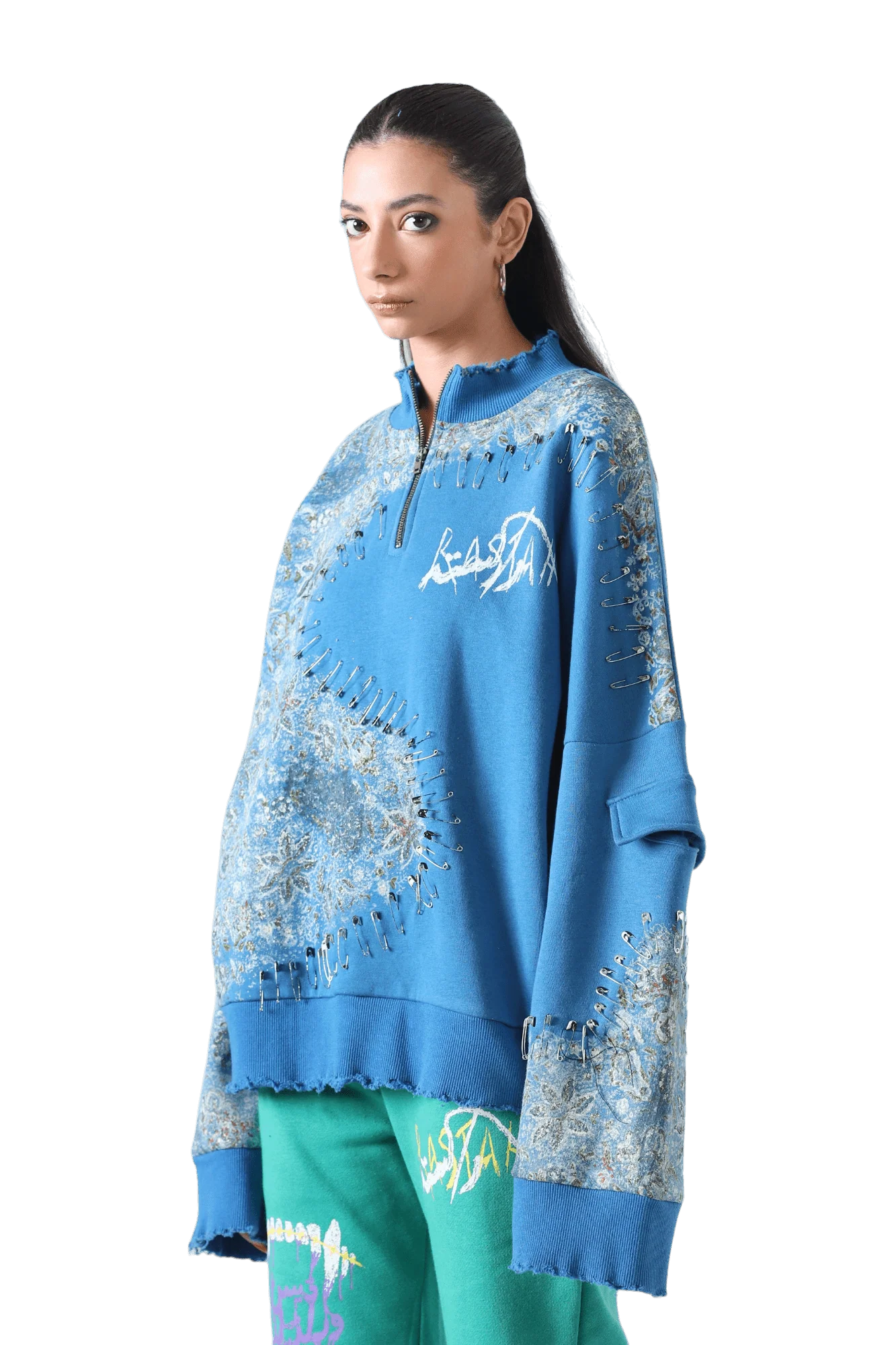 "Waves of steel" blockprint sweatshirt - Image 7