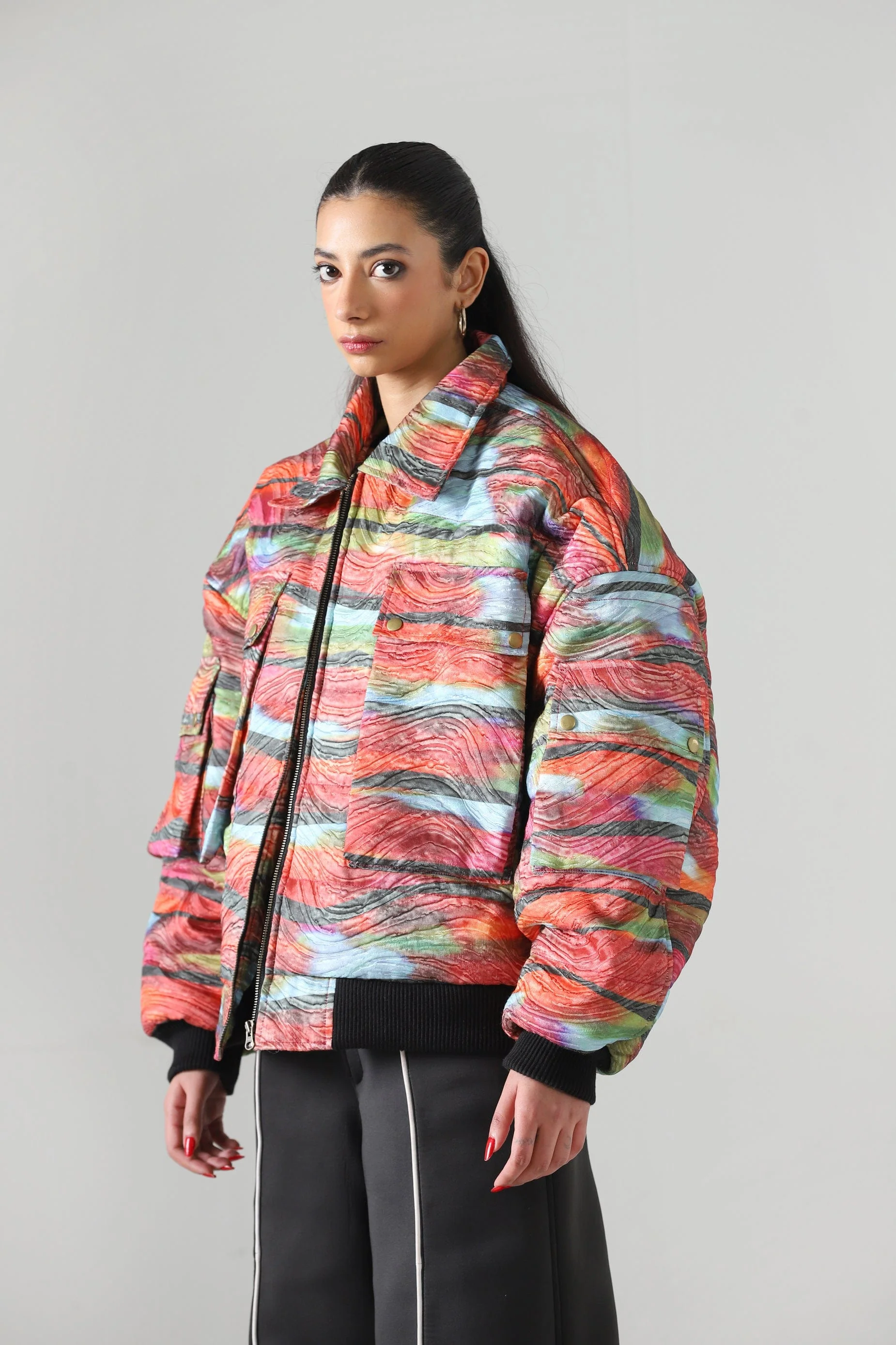 "Waves of love" quilted bomber - Image 9
