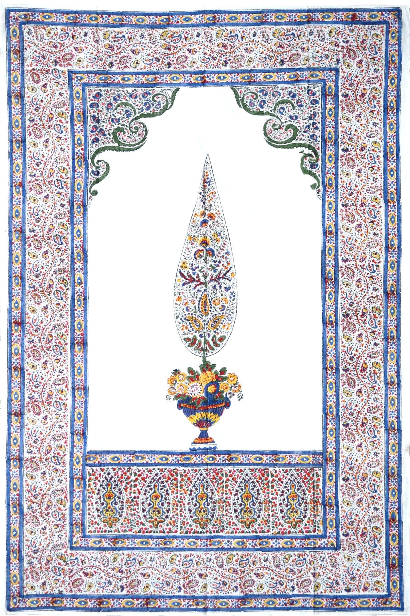 Floral reverie: handcrafted block-printed tapestry