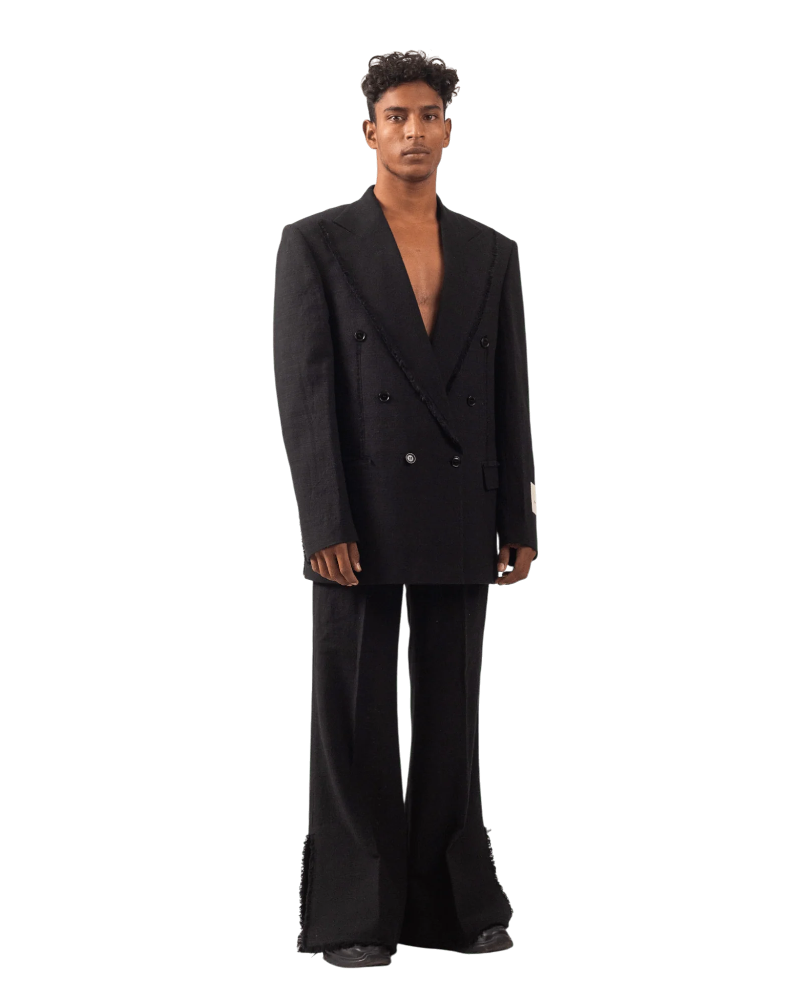 Frayed black khaddar blazer - Image 6