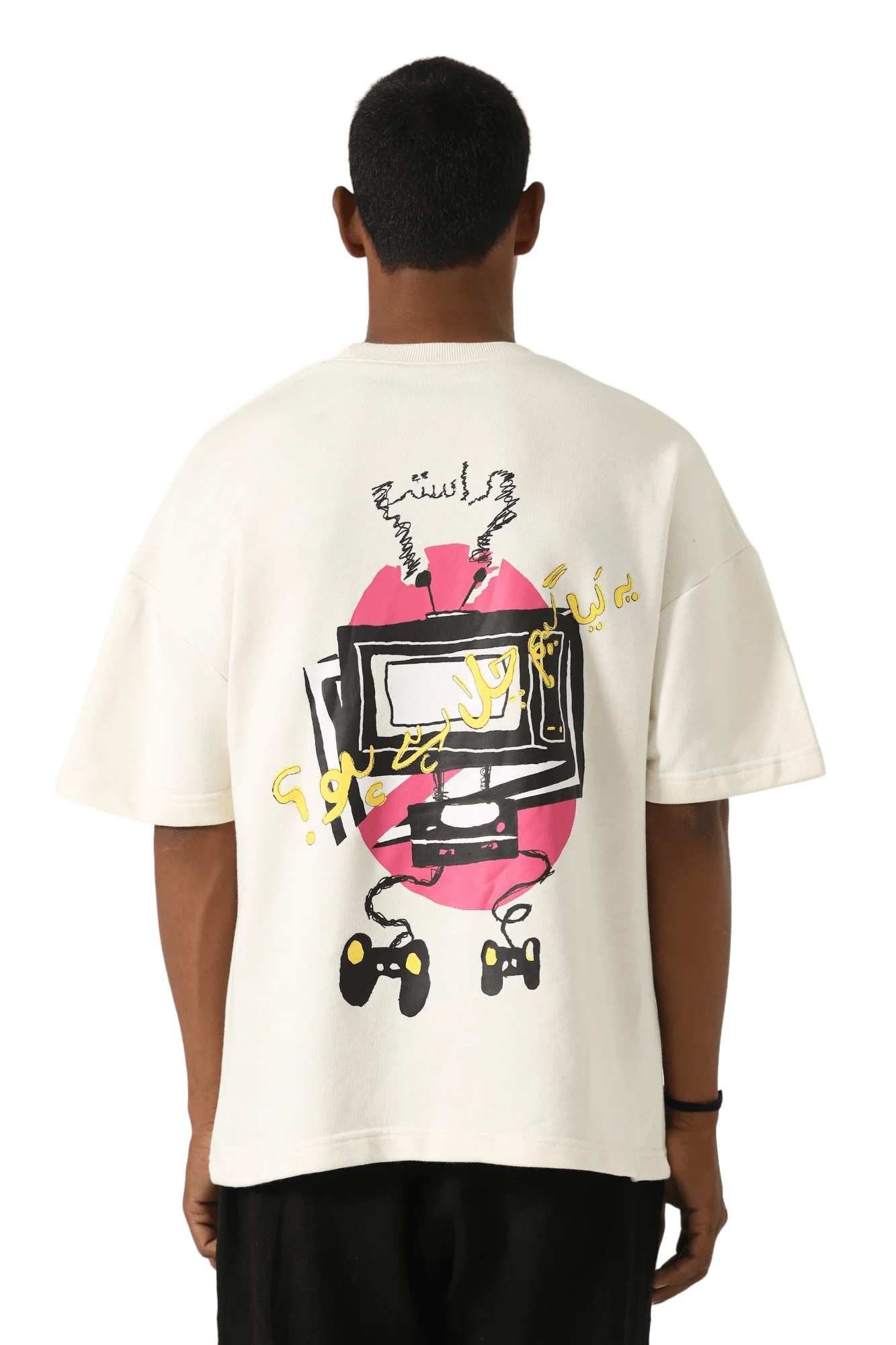 "Games we play" printed beige T-shirt - Image 12