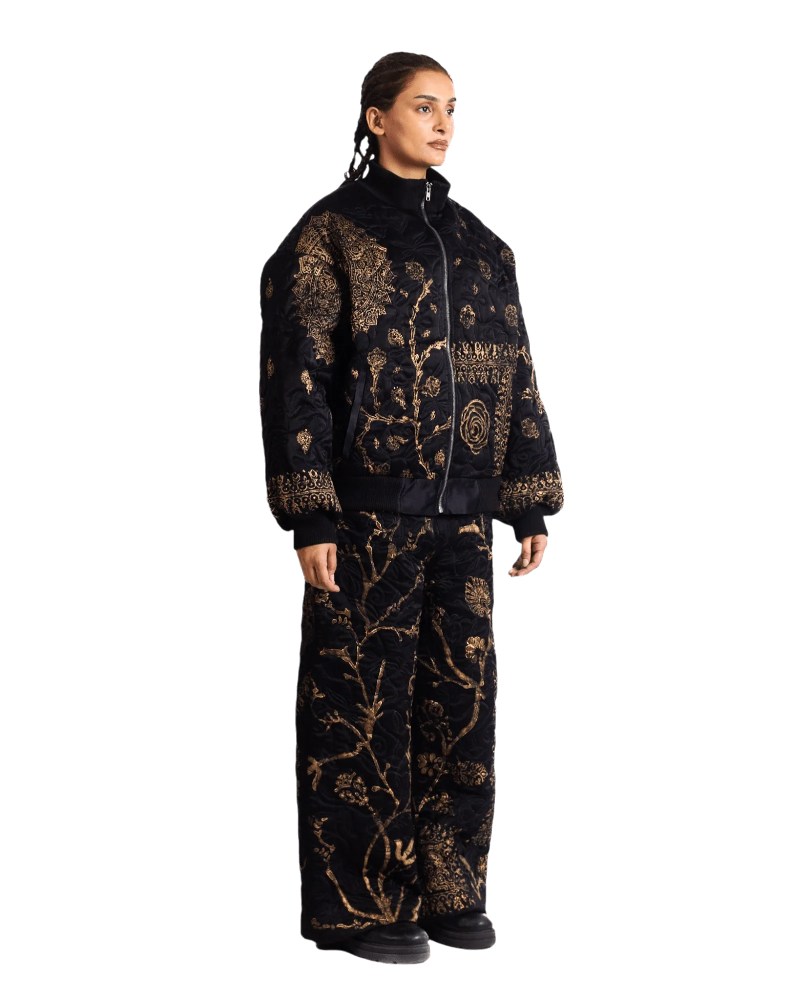 "Golden" block print silk bomber jacket - Image 5