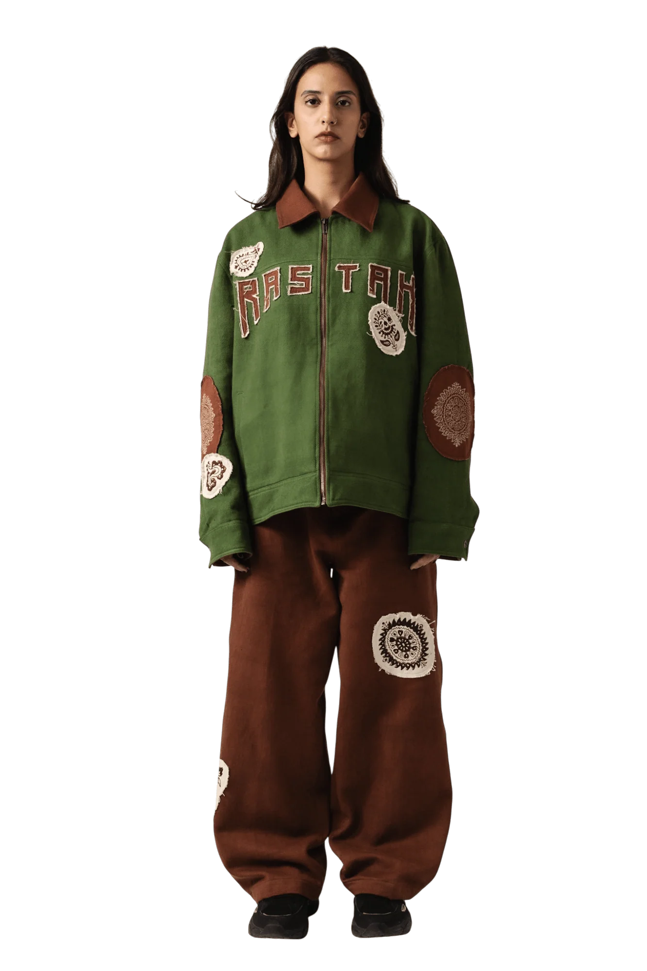 Green block print denim jacket - Image 10