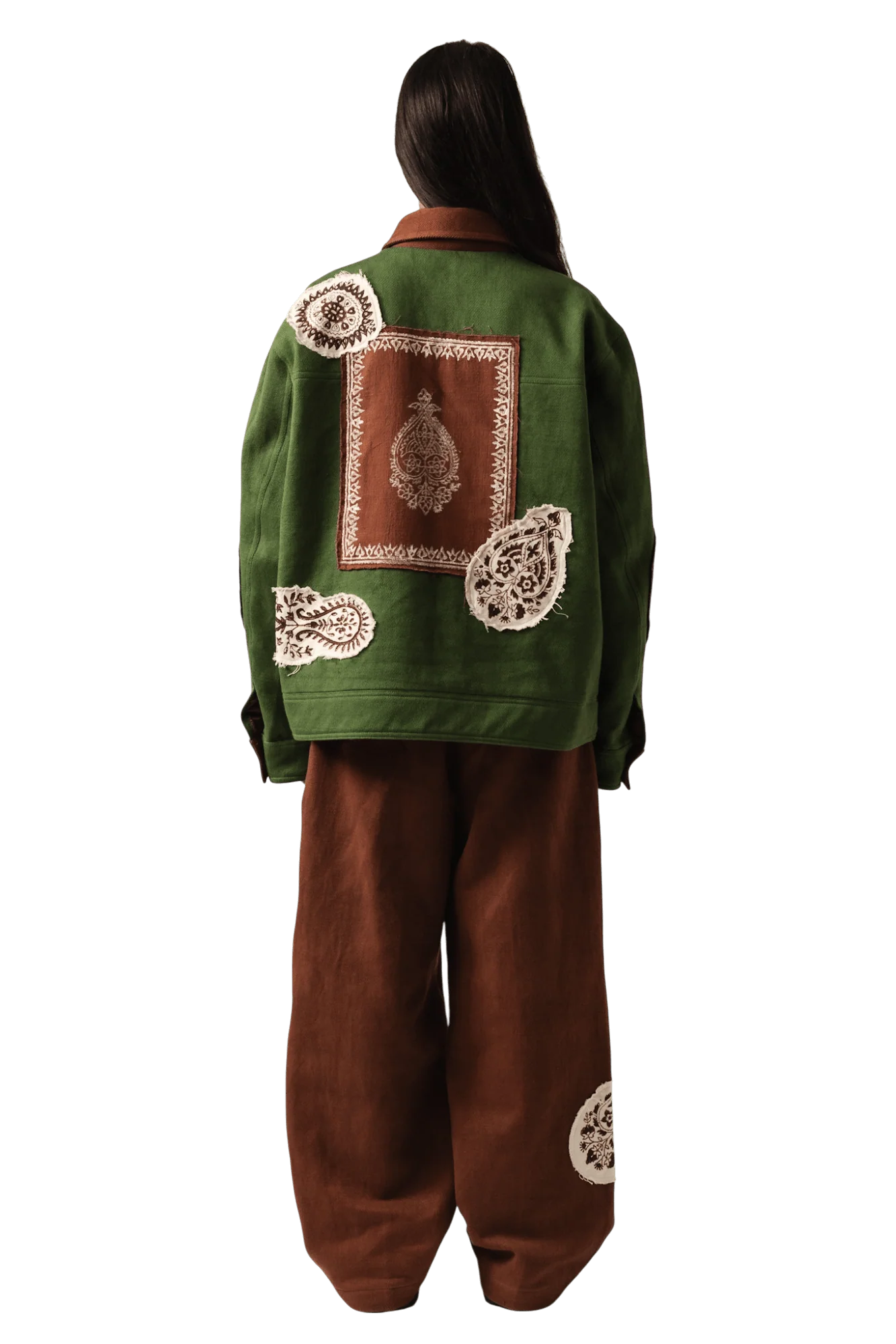 Green block print denim jacket - Image 14