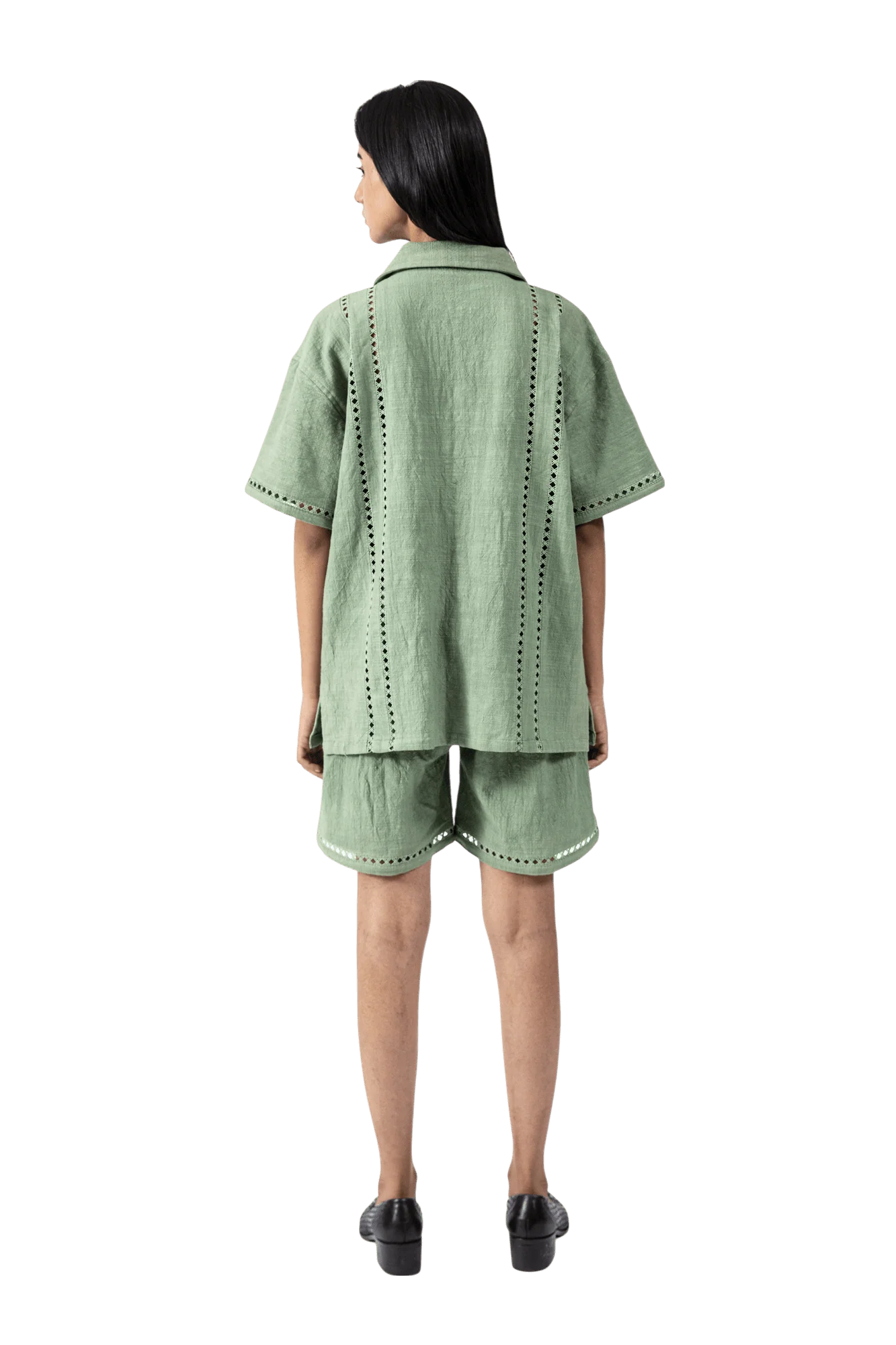 Green khaddar button-down - Image 12