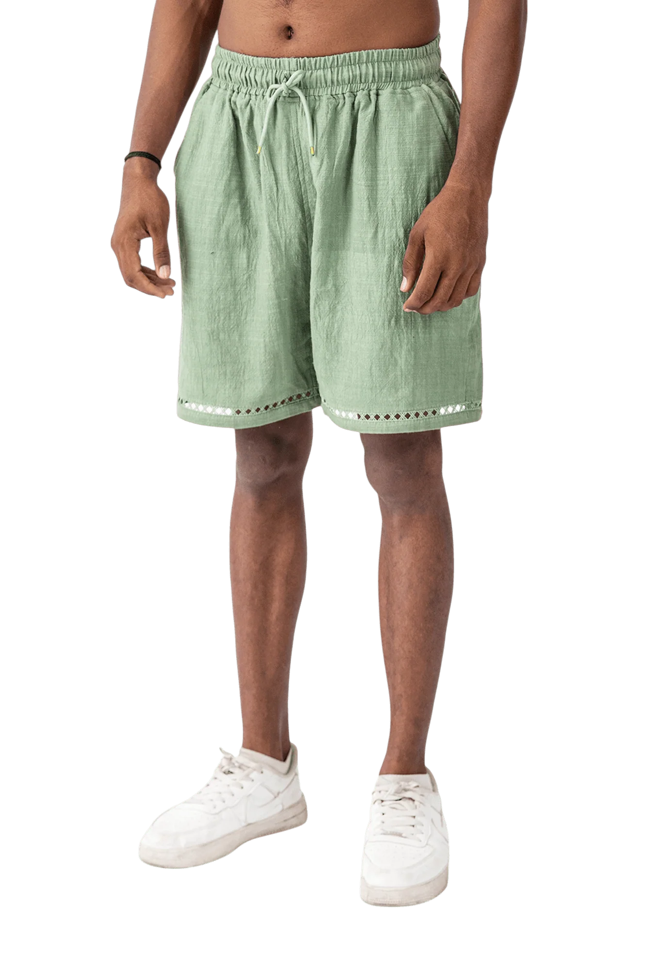 Green khaddar shorts - Image 5