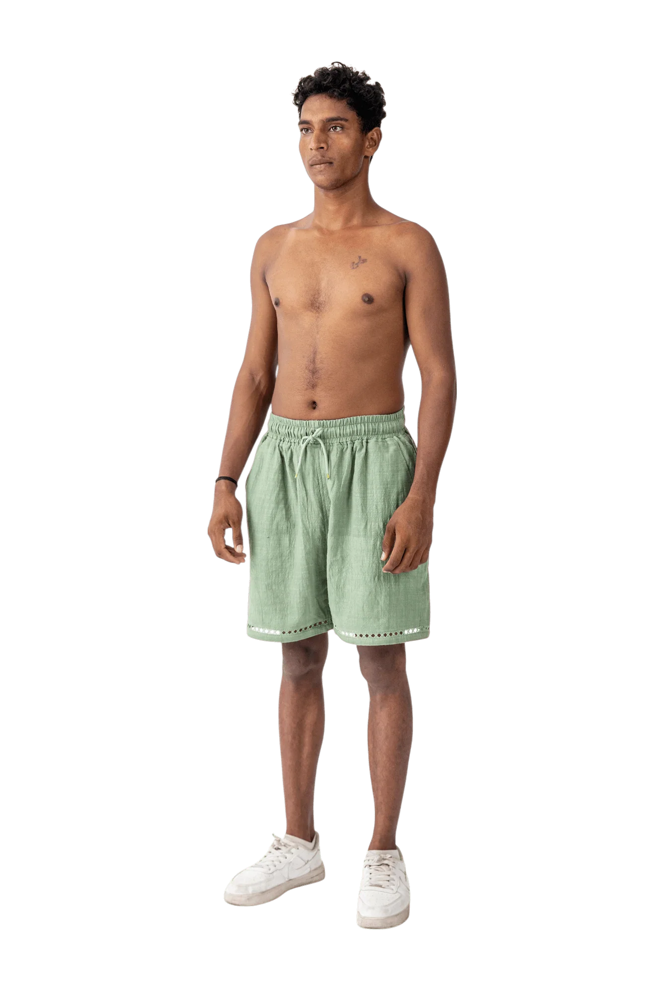 Green khaddar shorts - Image 6