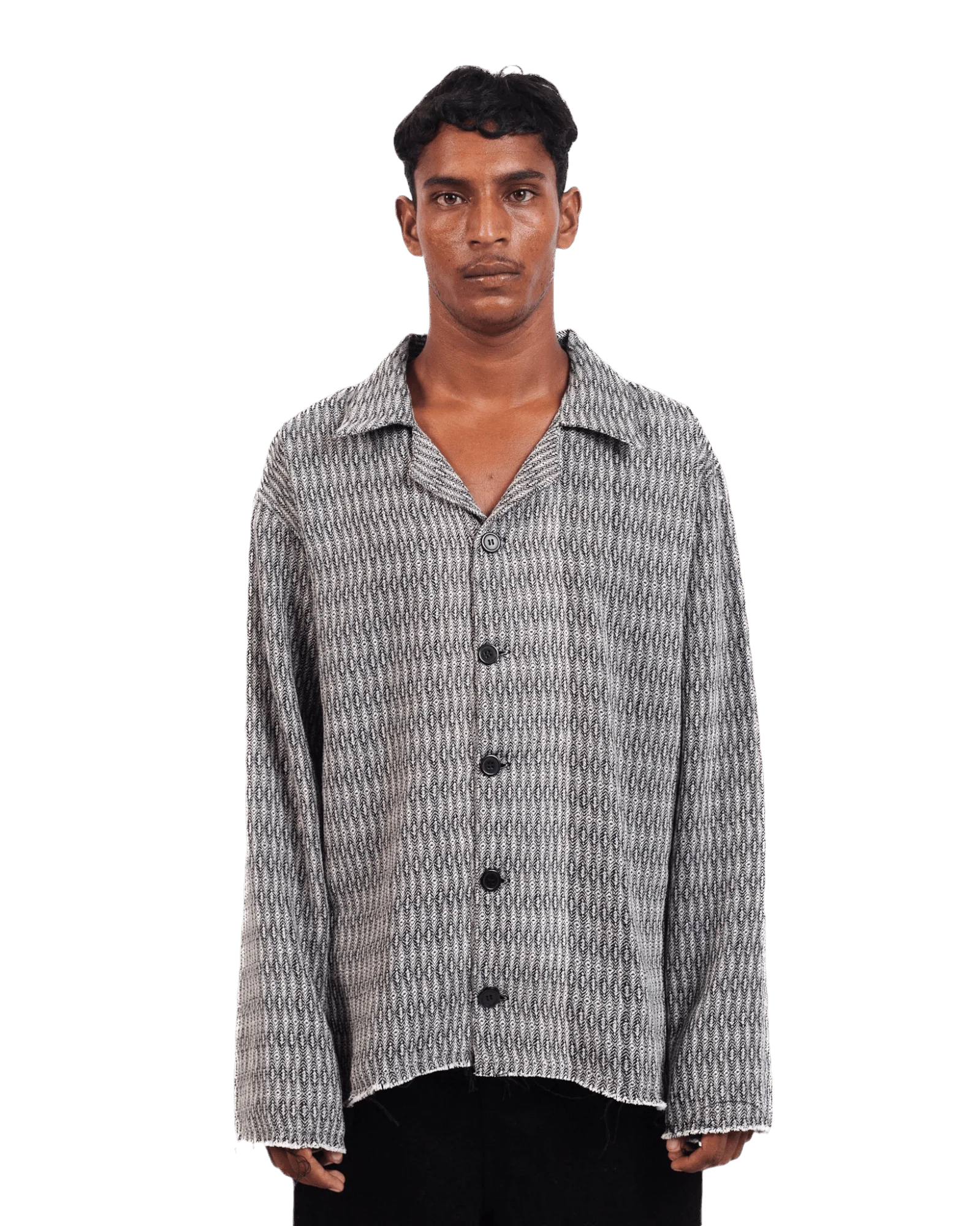 Grey dobby weave button-down - Image 2