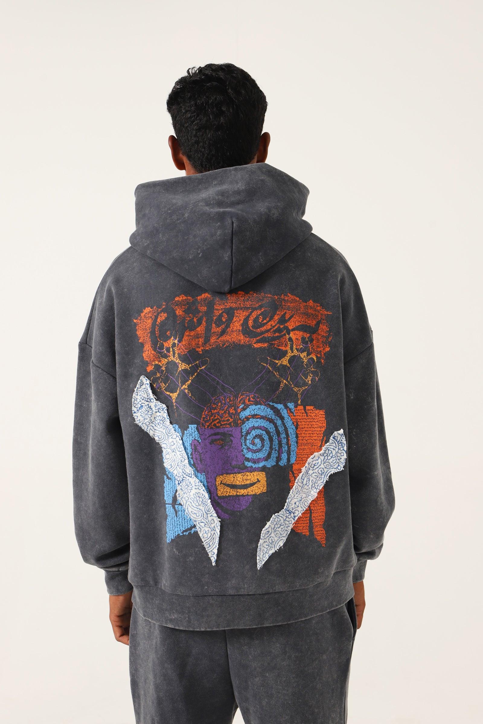 "Brain wash" acid grey hoodie - Image 15