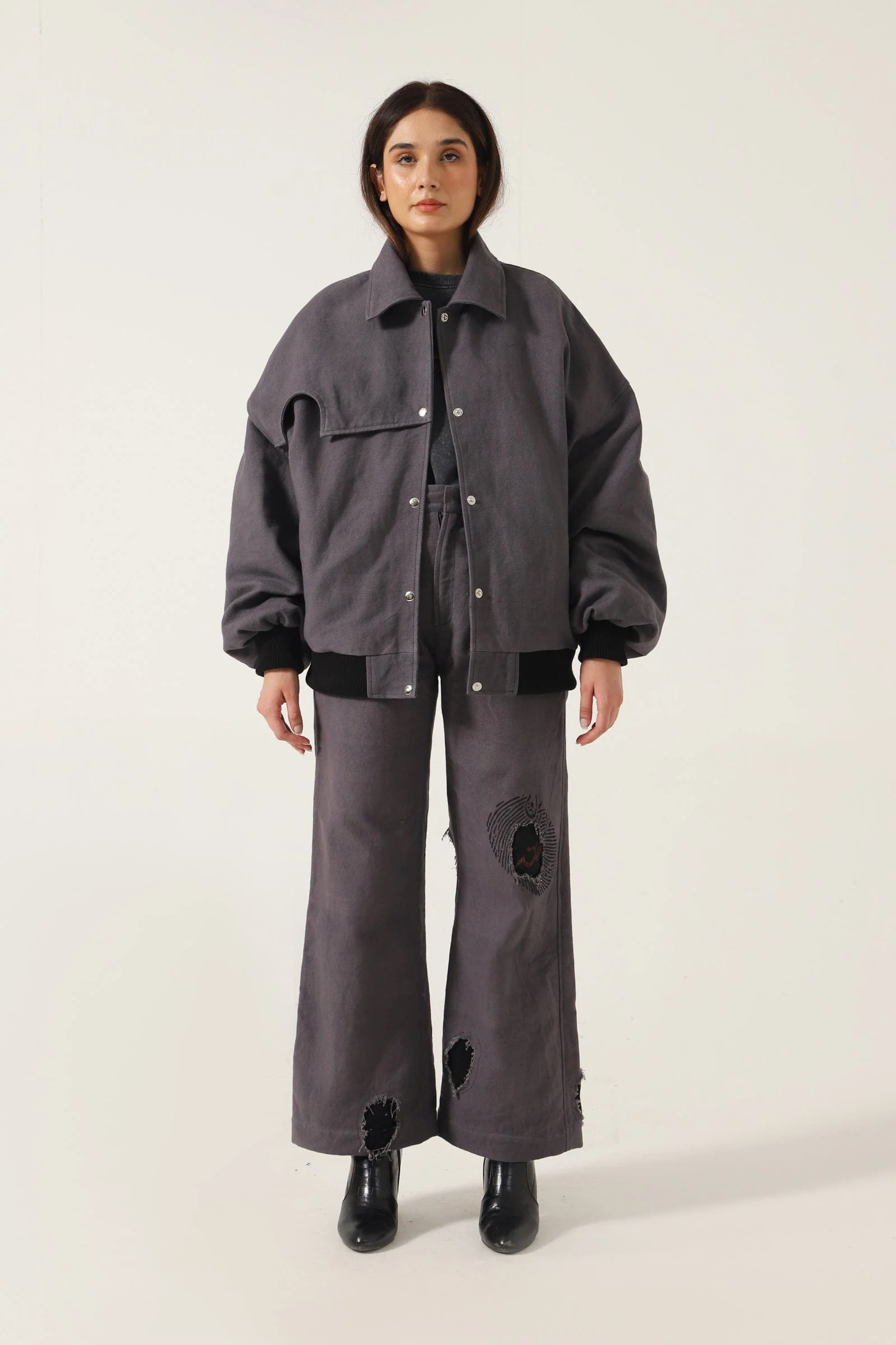 Grey handmade denim trousers - Image 8