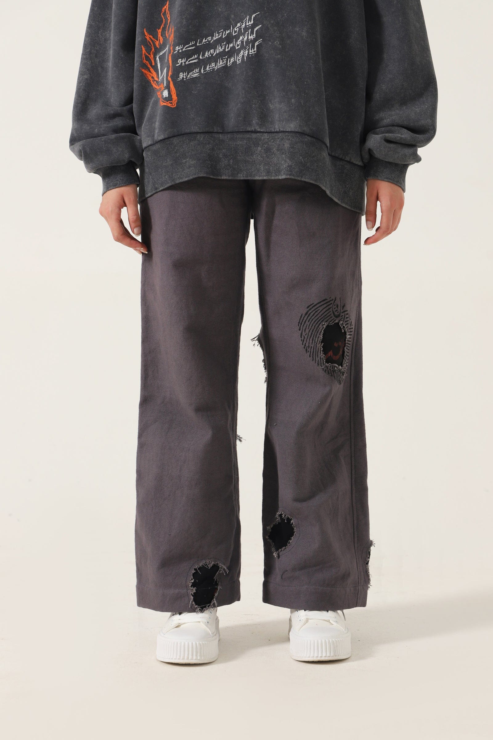 Grey handmade denim trousers - Image 9