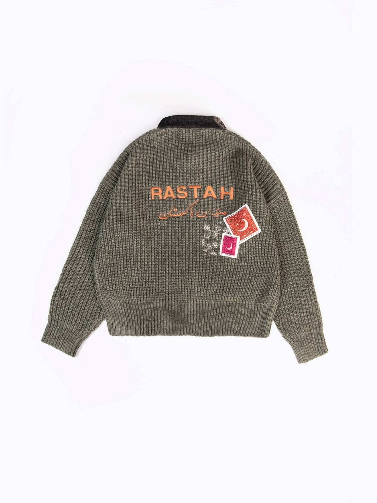 Grey patchwork chunky knit sweater - Image 5