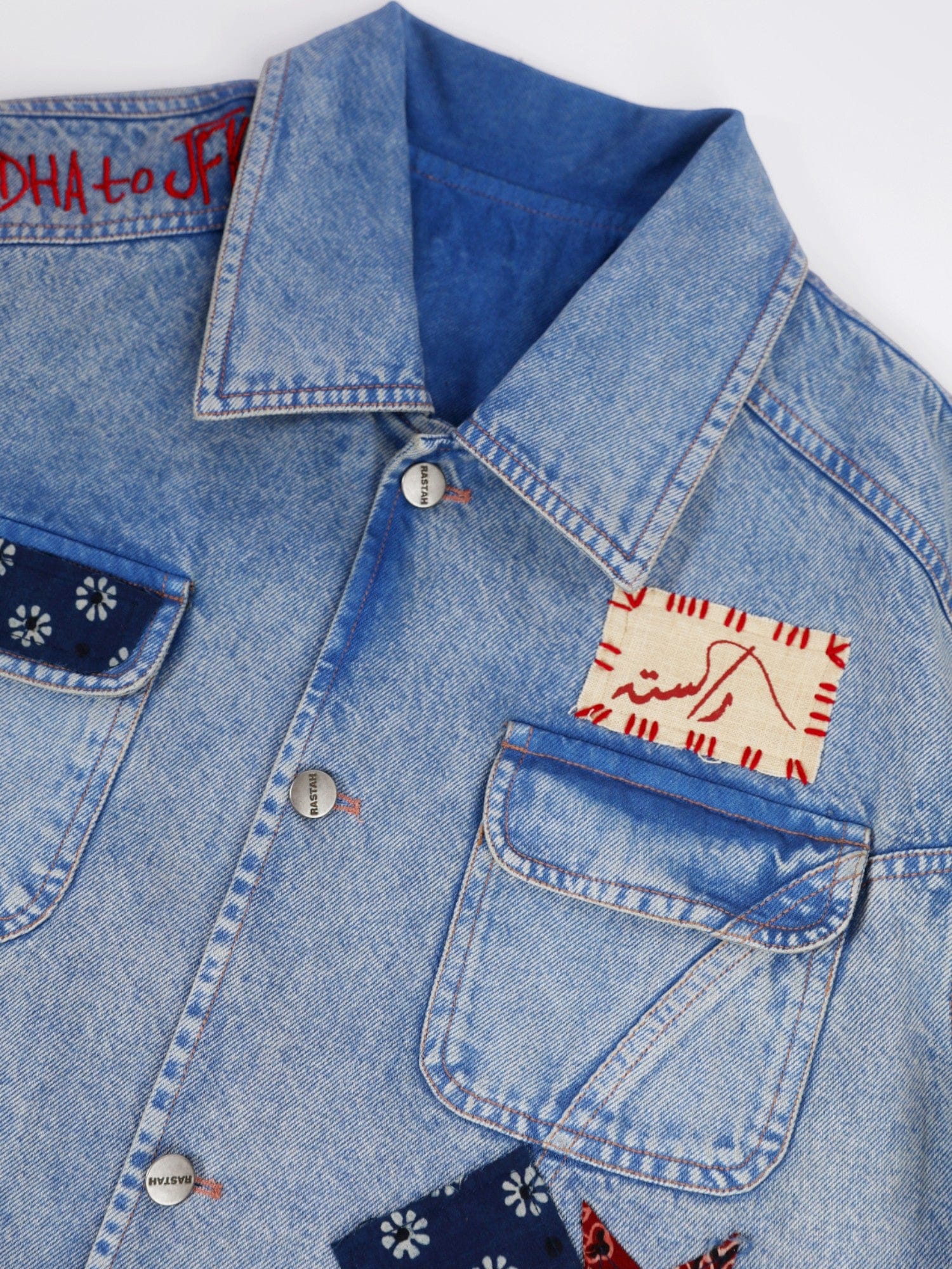 Hand-Embroidered patchwork denim jacket - Image 14