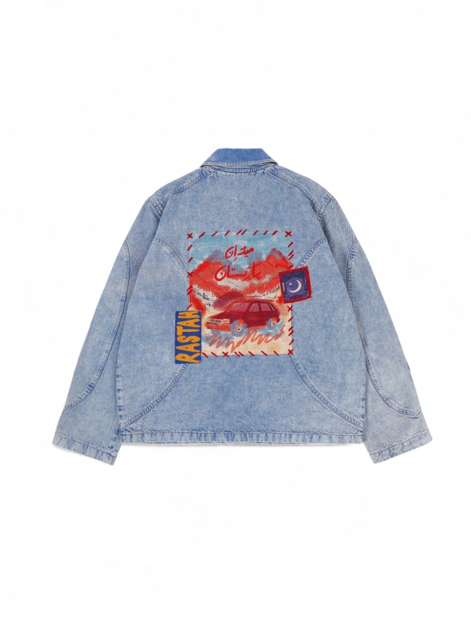 Hand-Embroidered patchwork denim jacket - Image 5