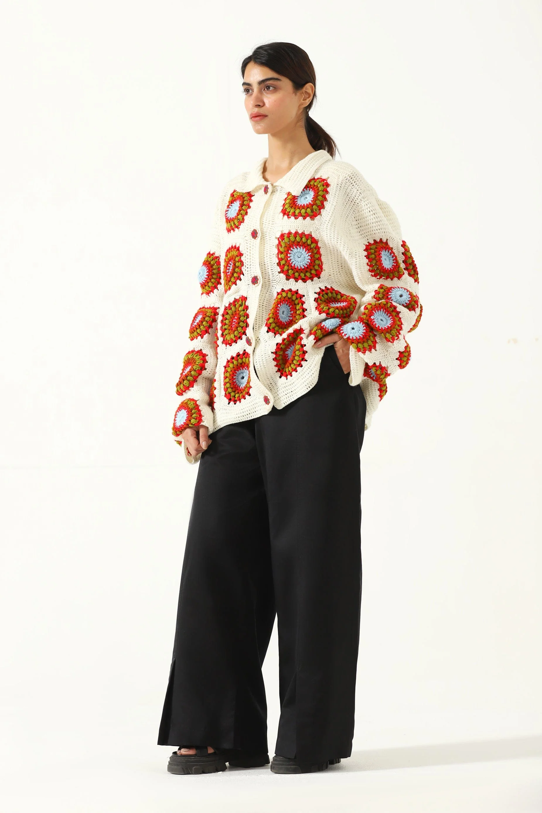 Hand knit crochet sweater - Image 8