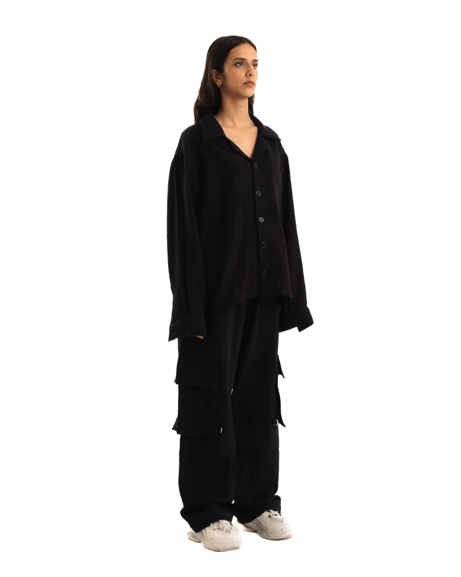 Handwoven black dobby shirt - Image 11