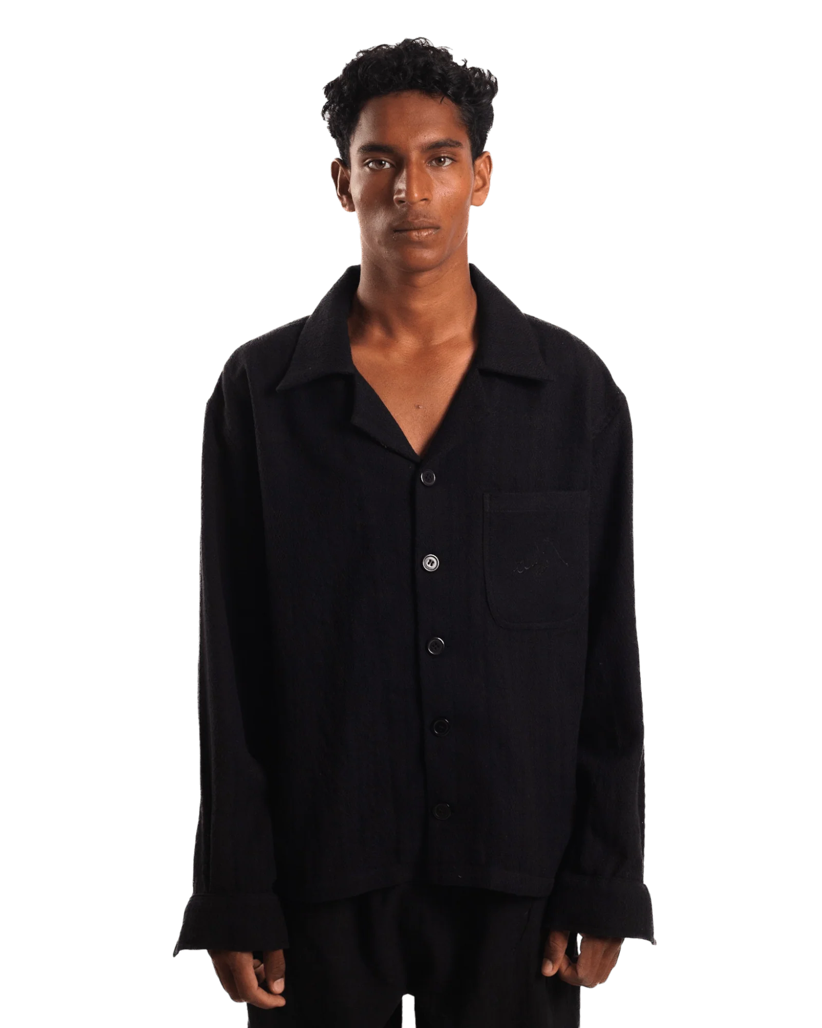 Handwoven black dobby shirt - Image 2