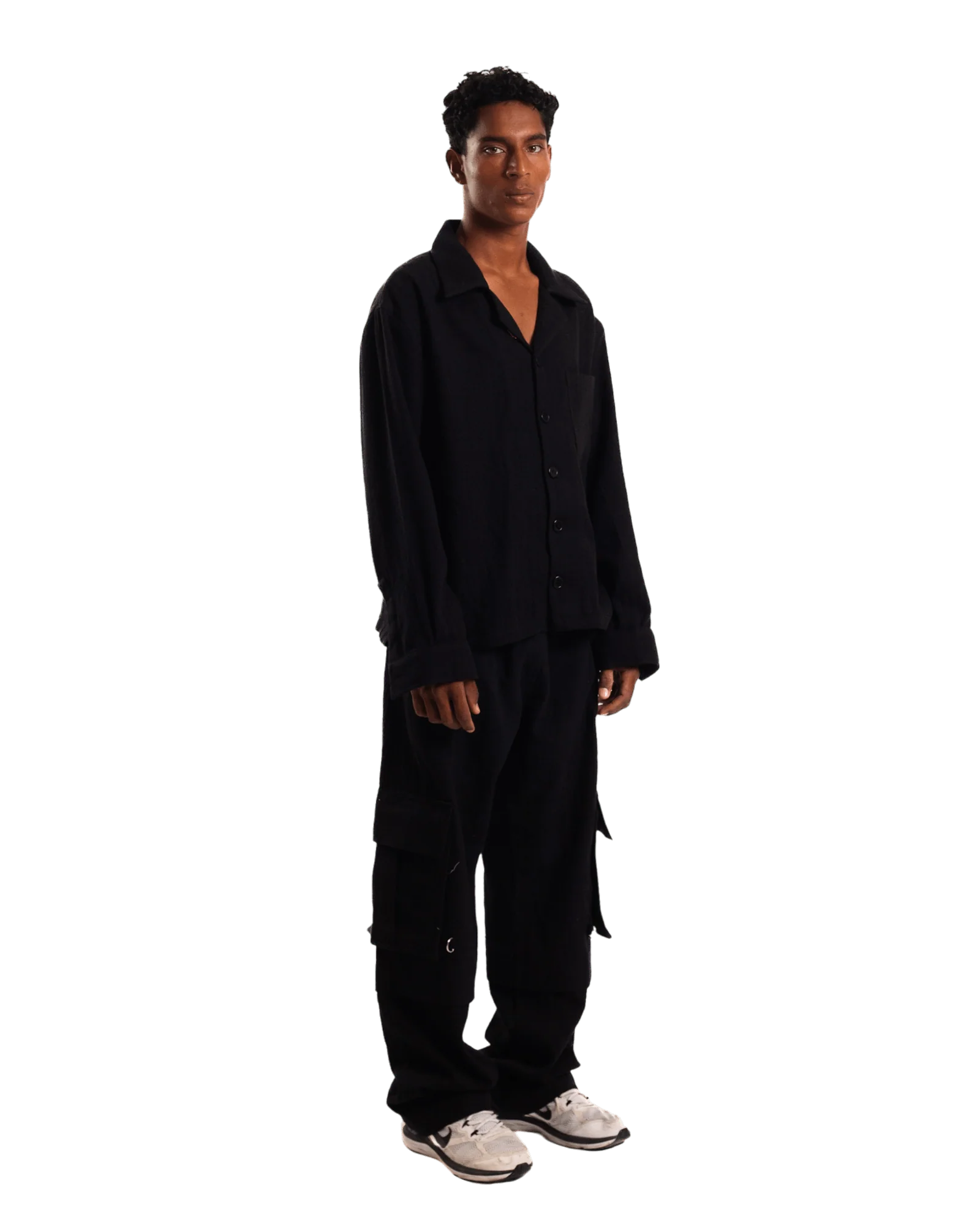 Handwoven black dobby shirt - Image 4