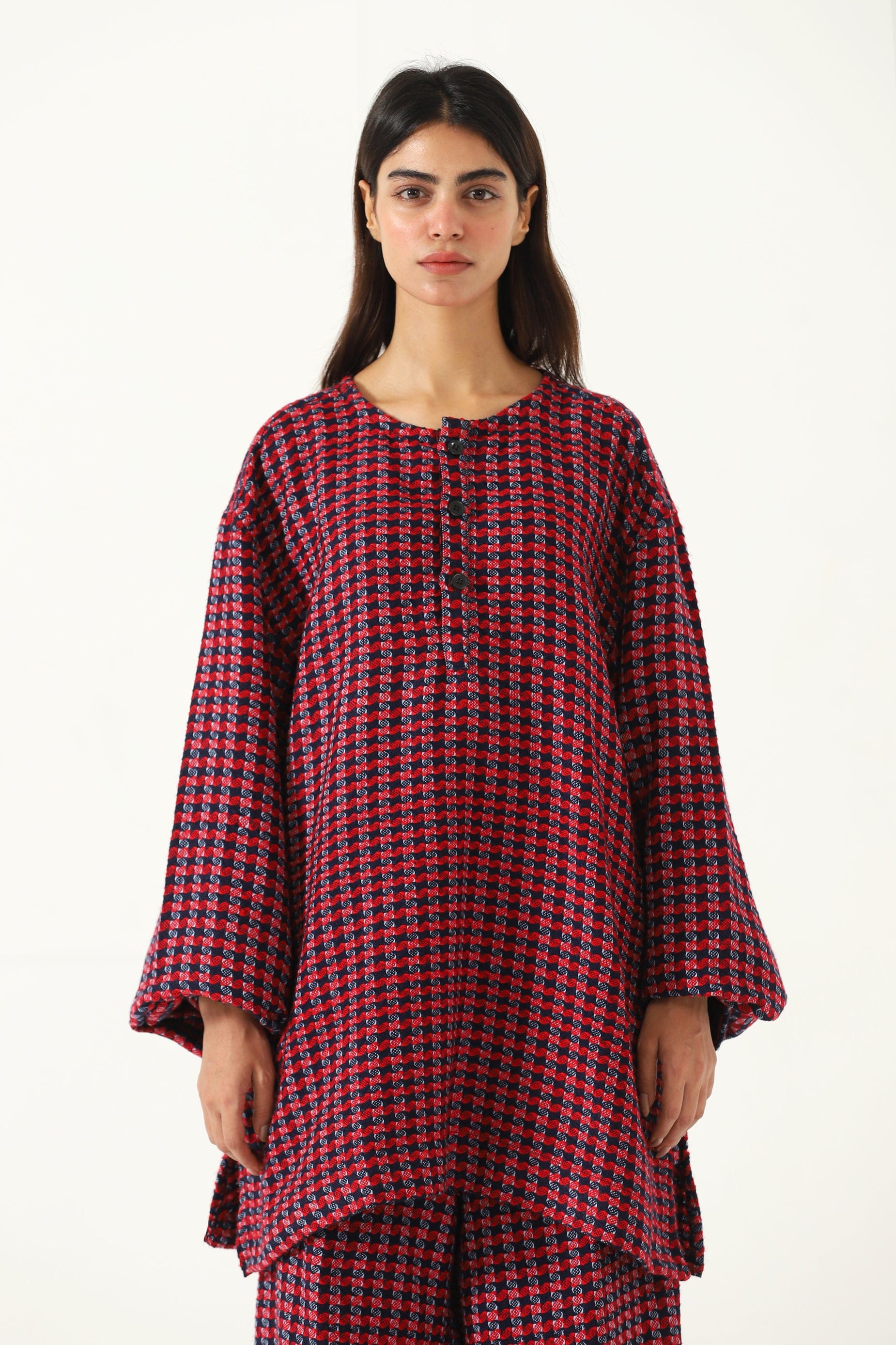 Handwoven plaid cotton shirt - Image 6