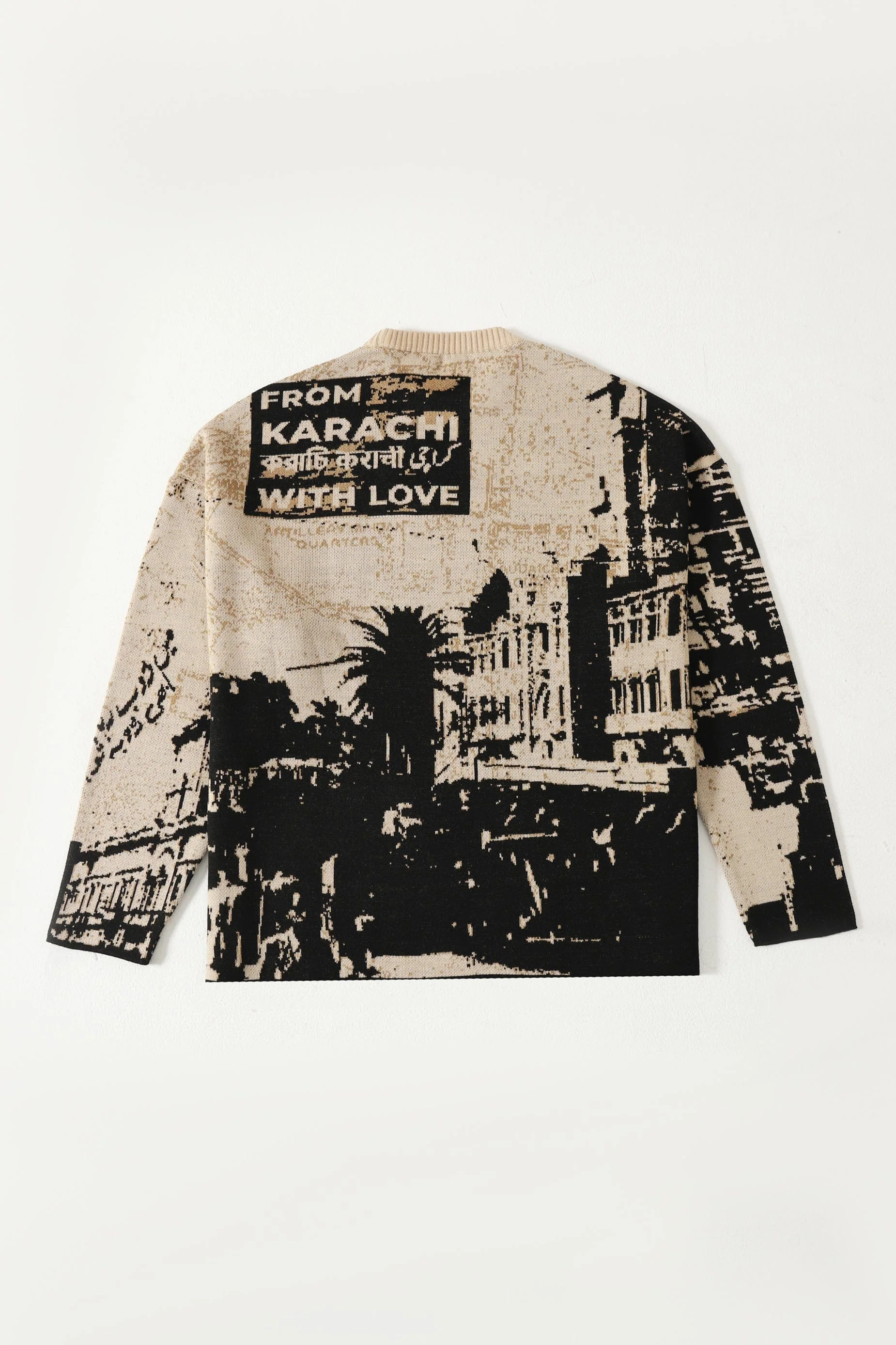 "From Karachi with love" jacquard knit sweater - Image 4