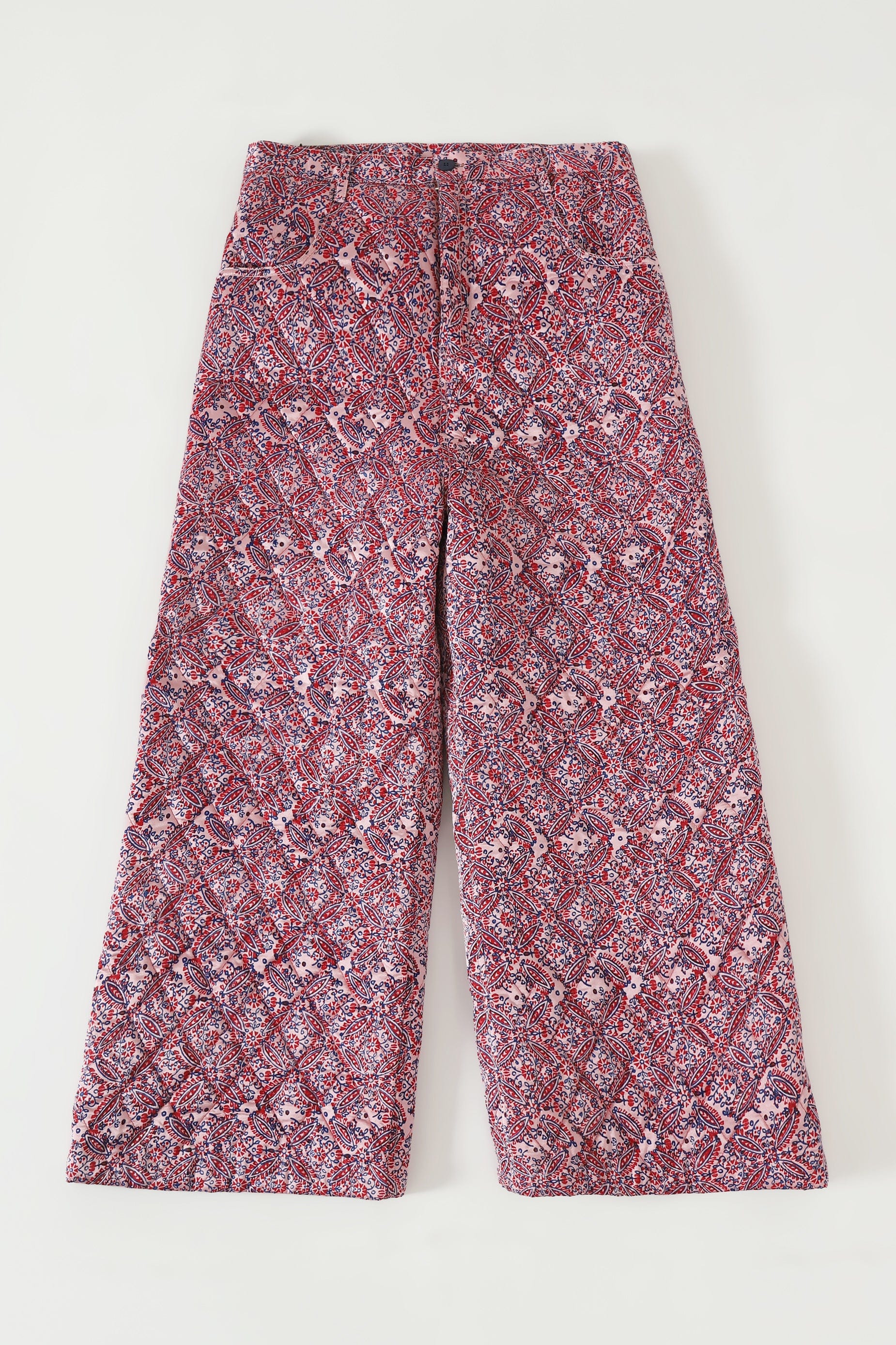 "Haveli" quilted silk block print sweatpants - Image 9
