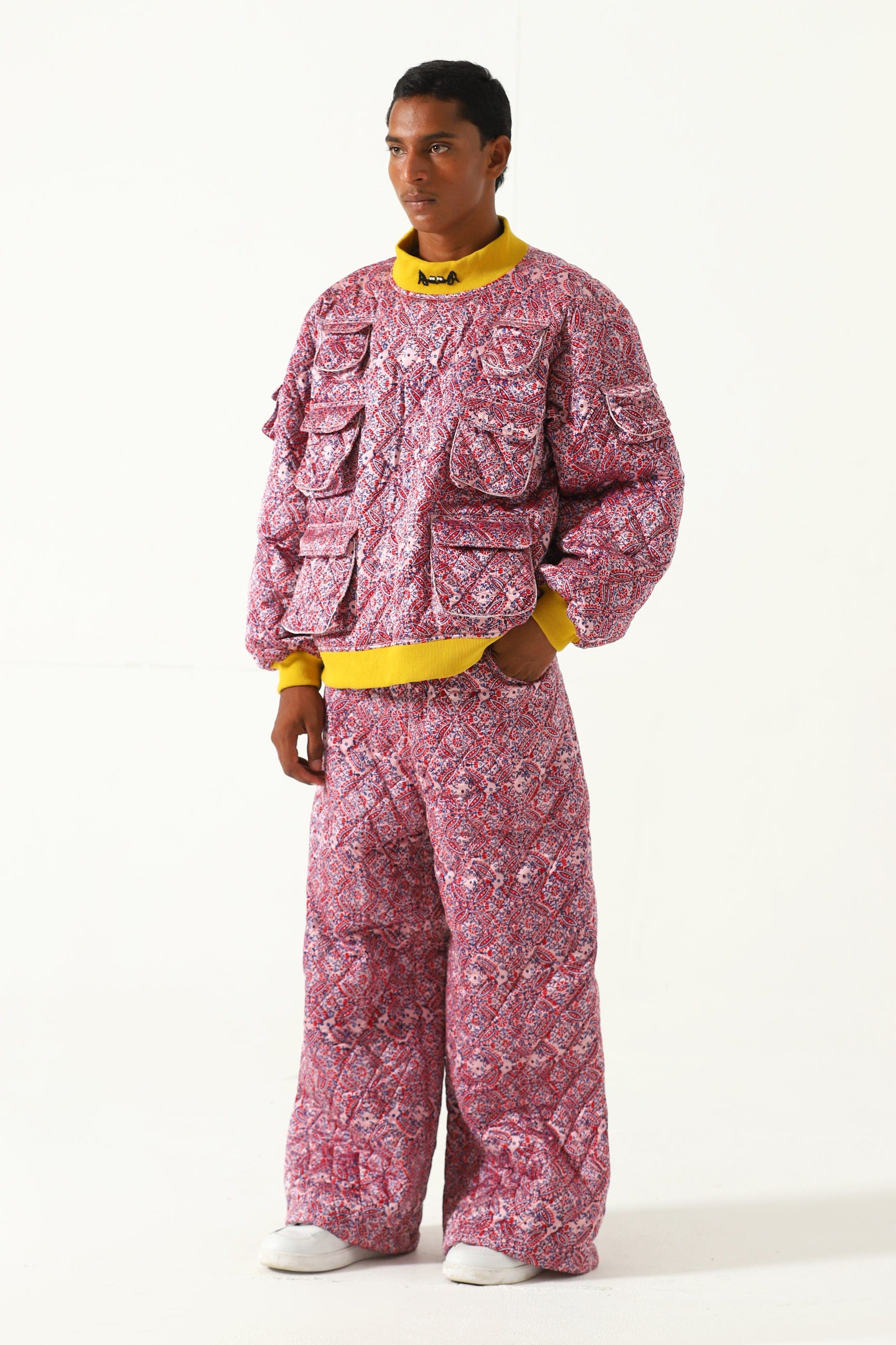 "Haveli" quilted silk block print sweatshirt - Image 2