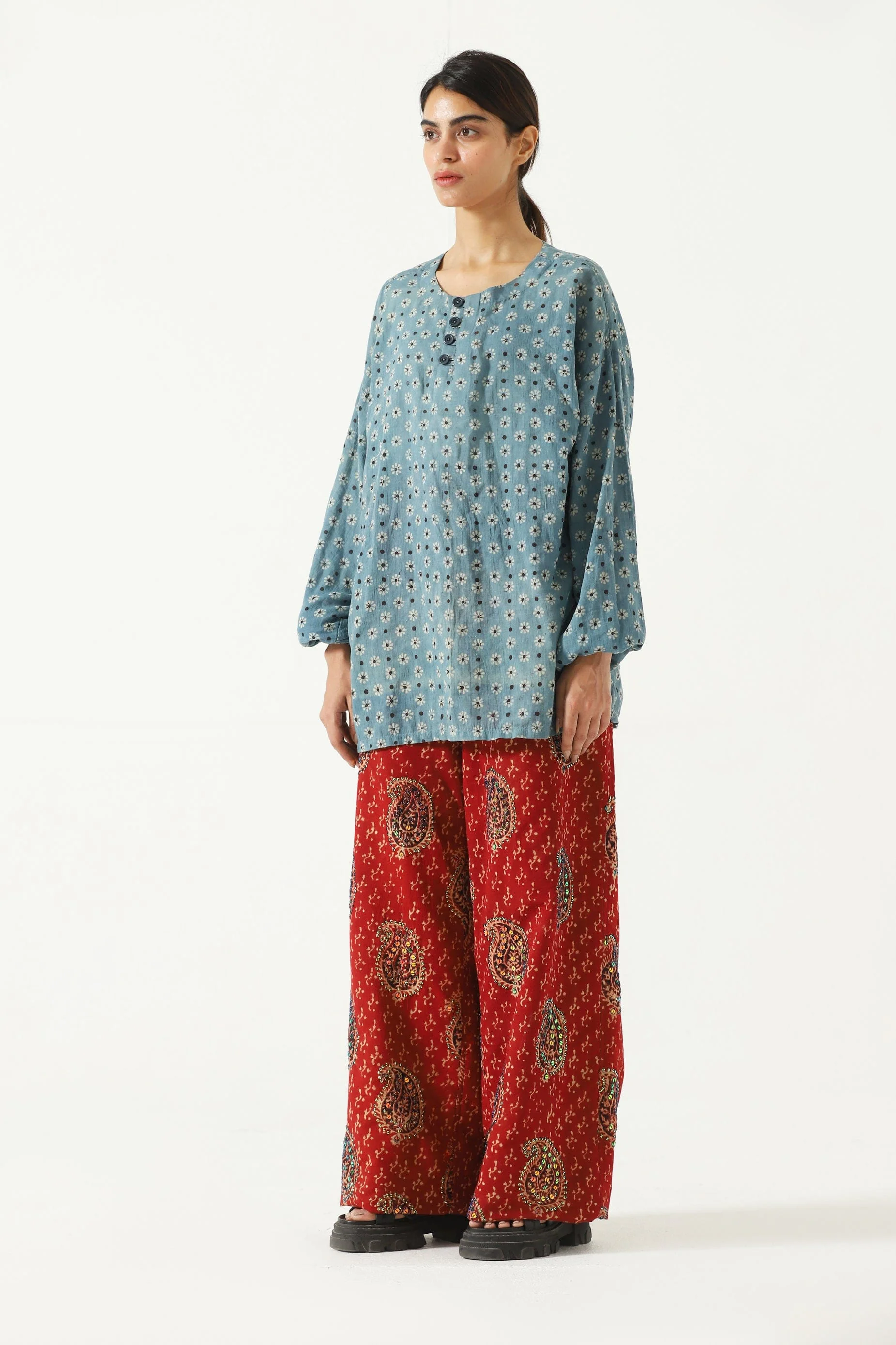 Indigo dye and block print shirt - Image 3