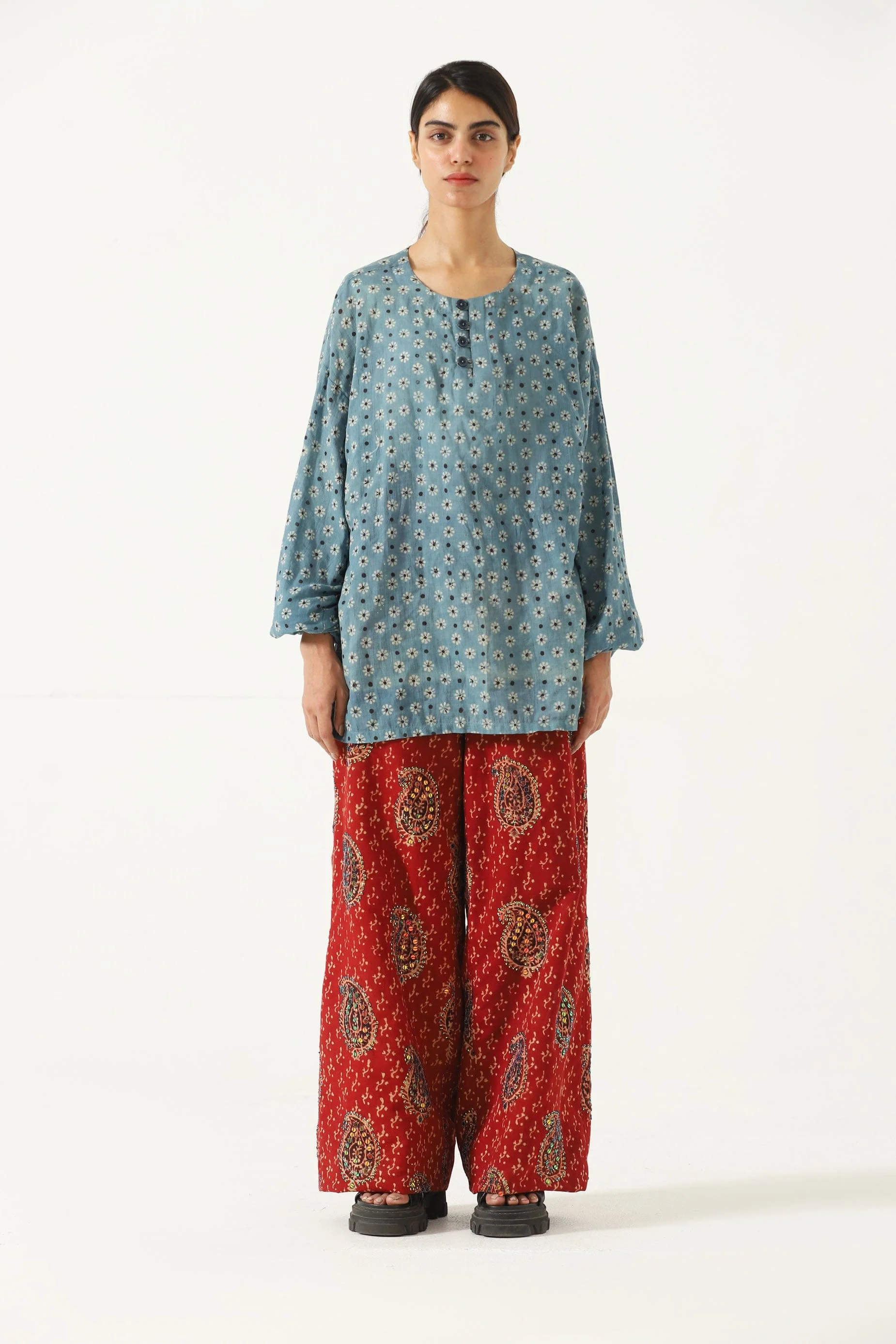 Indigo dye and block print shirt - Image 5
