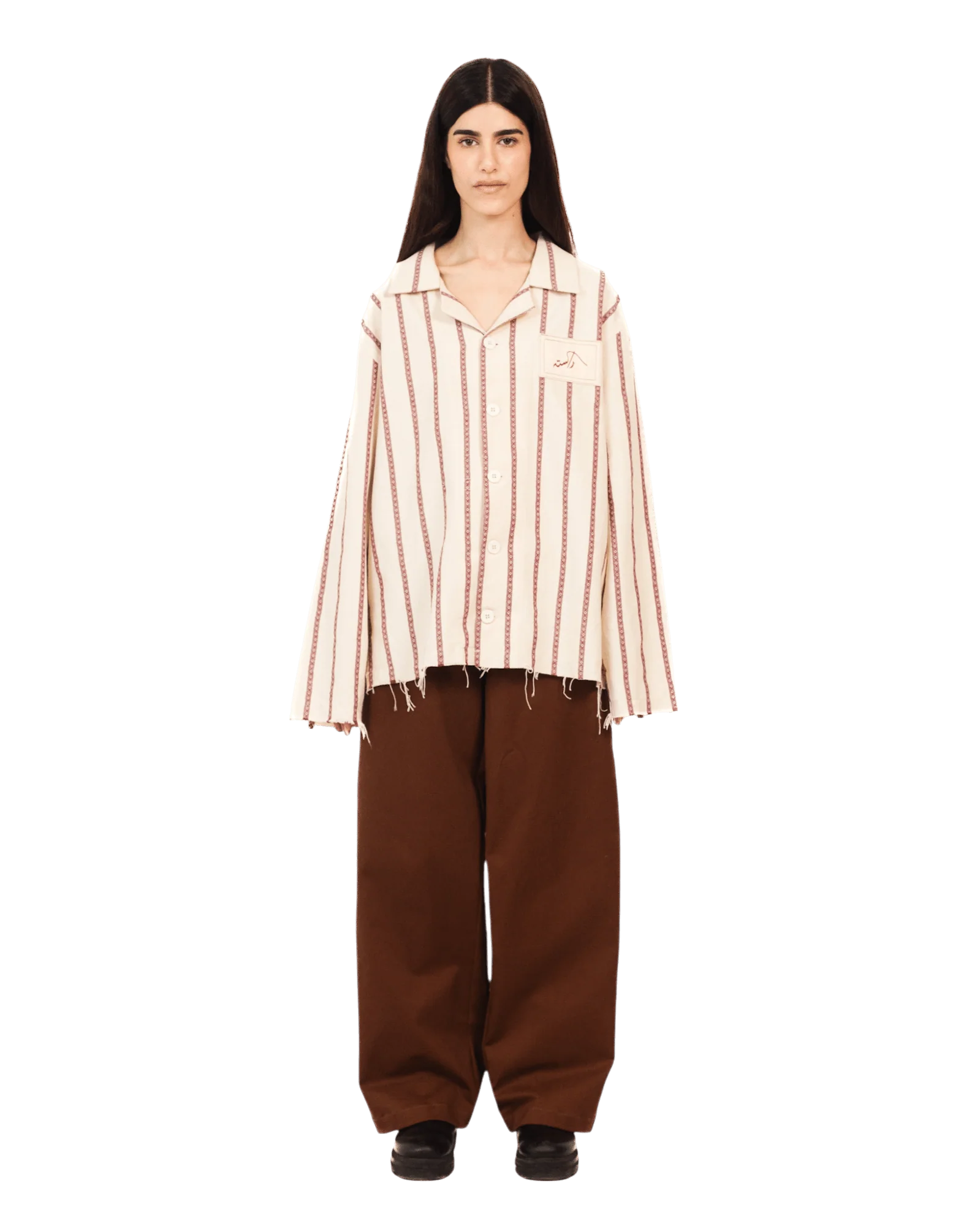 Ivory striped cotton button-down - Image 9