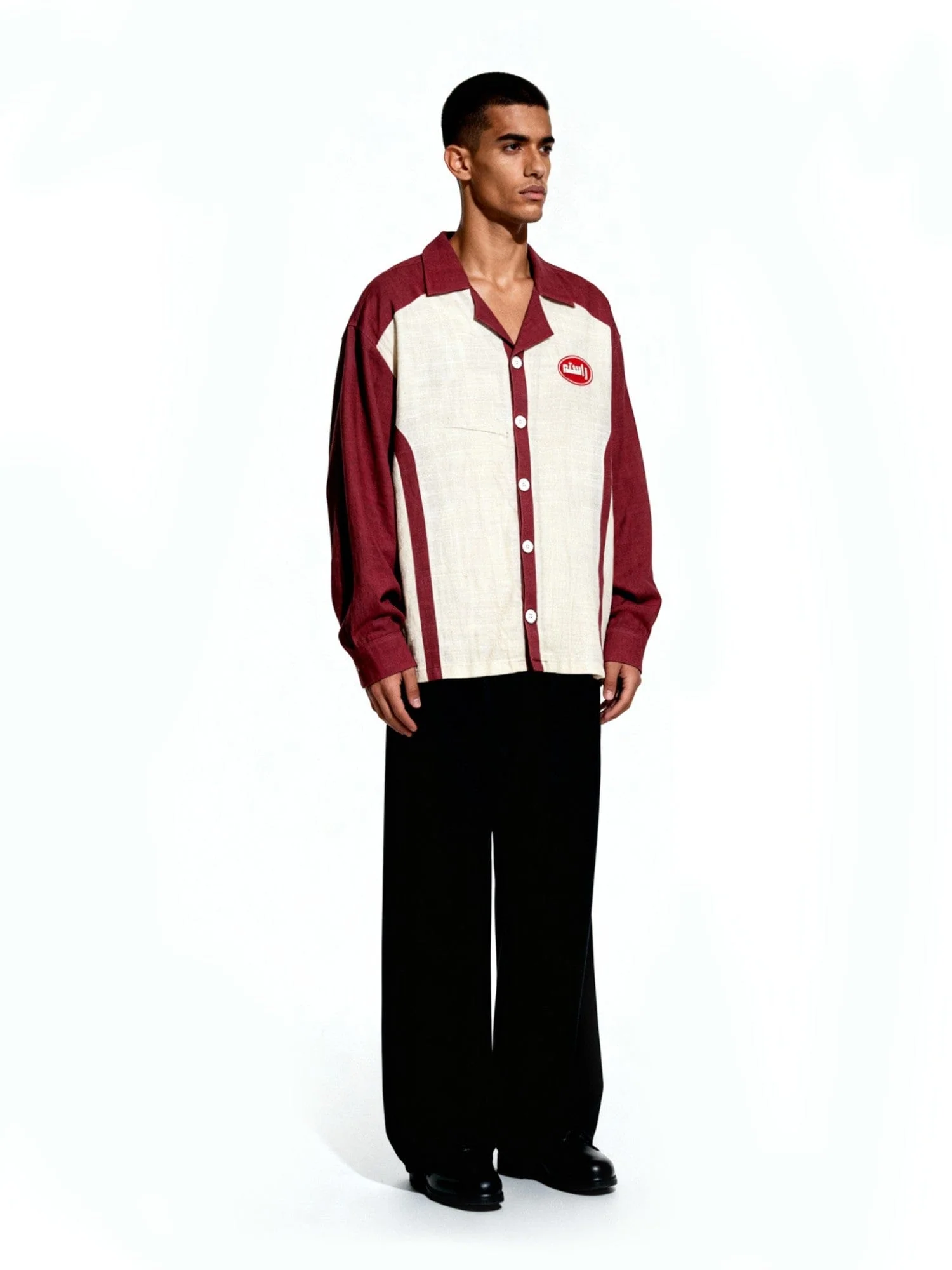 Khaddar panelled logo button-down - Image 6