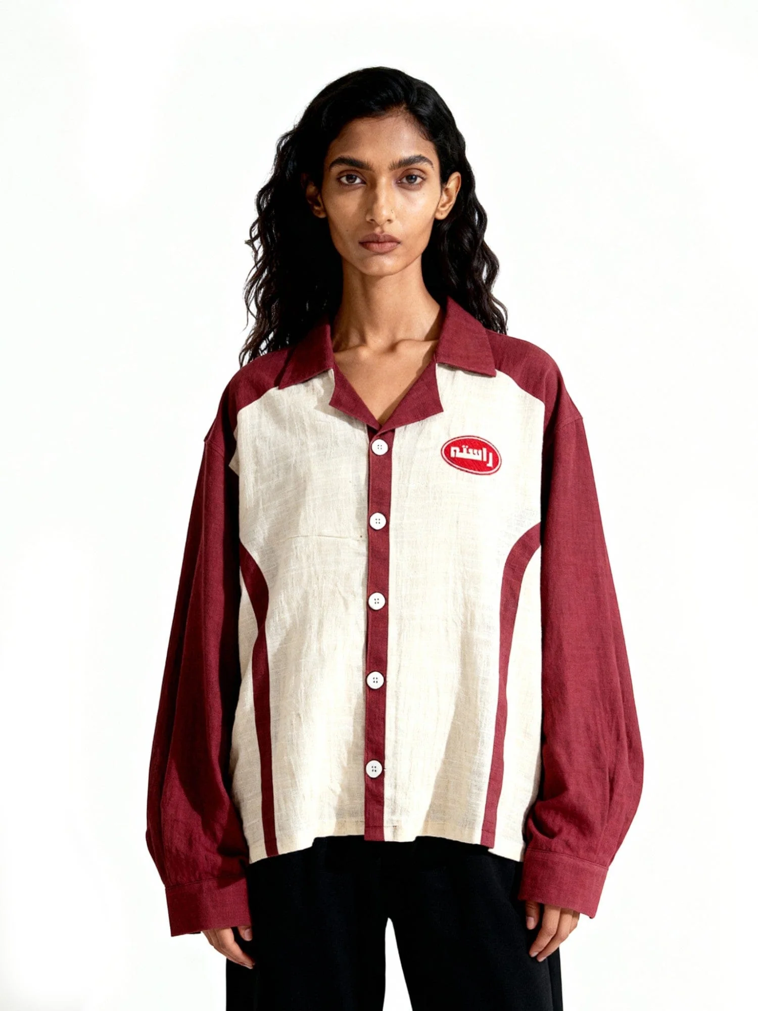 Khaddar panelled logo button-down - Image 7
