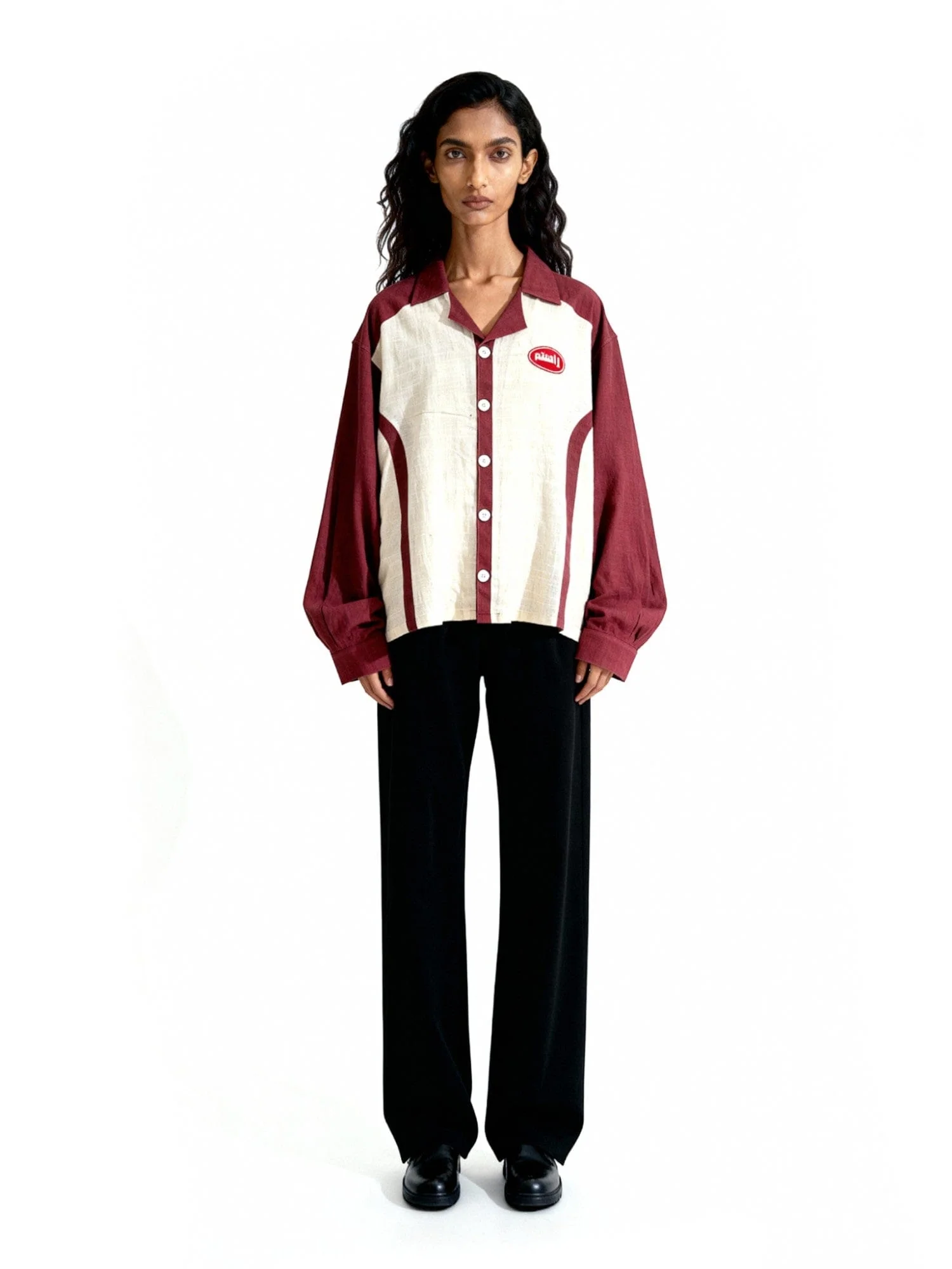 Khaddar panelled logo button-down - Image 8
