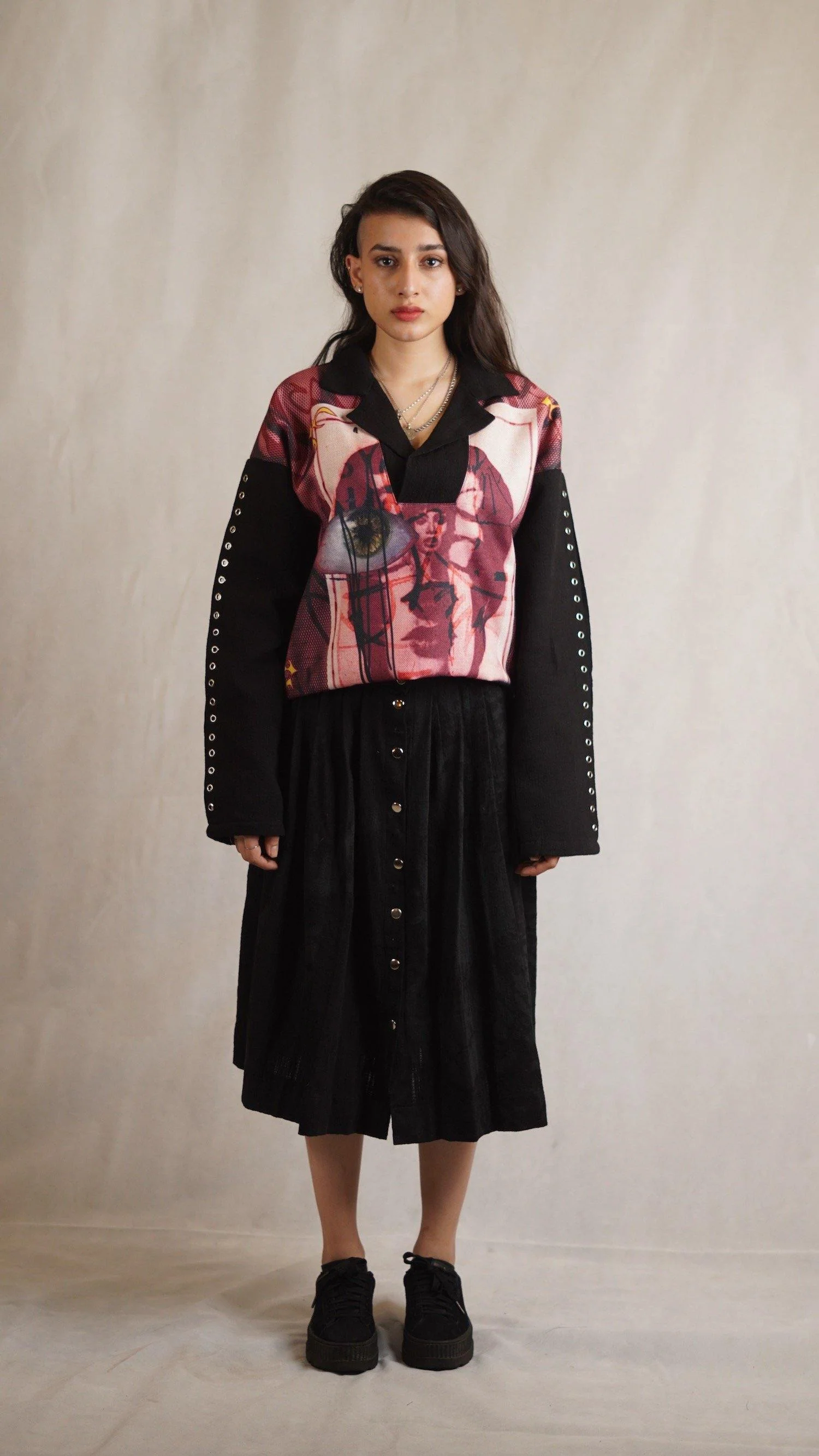 Laser print "chaos" knife pleated skirt - Image 4