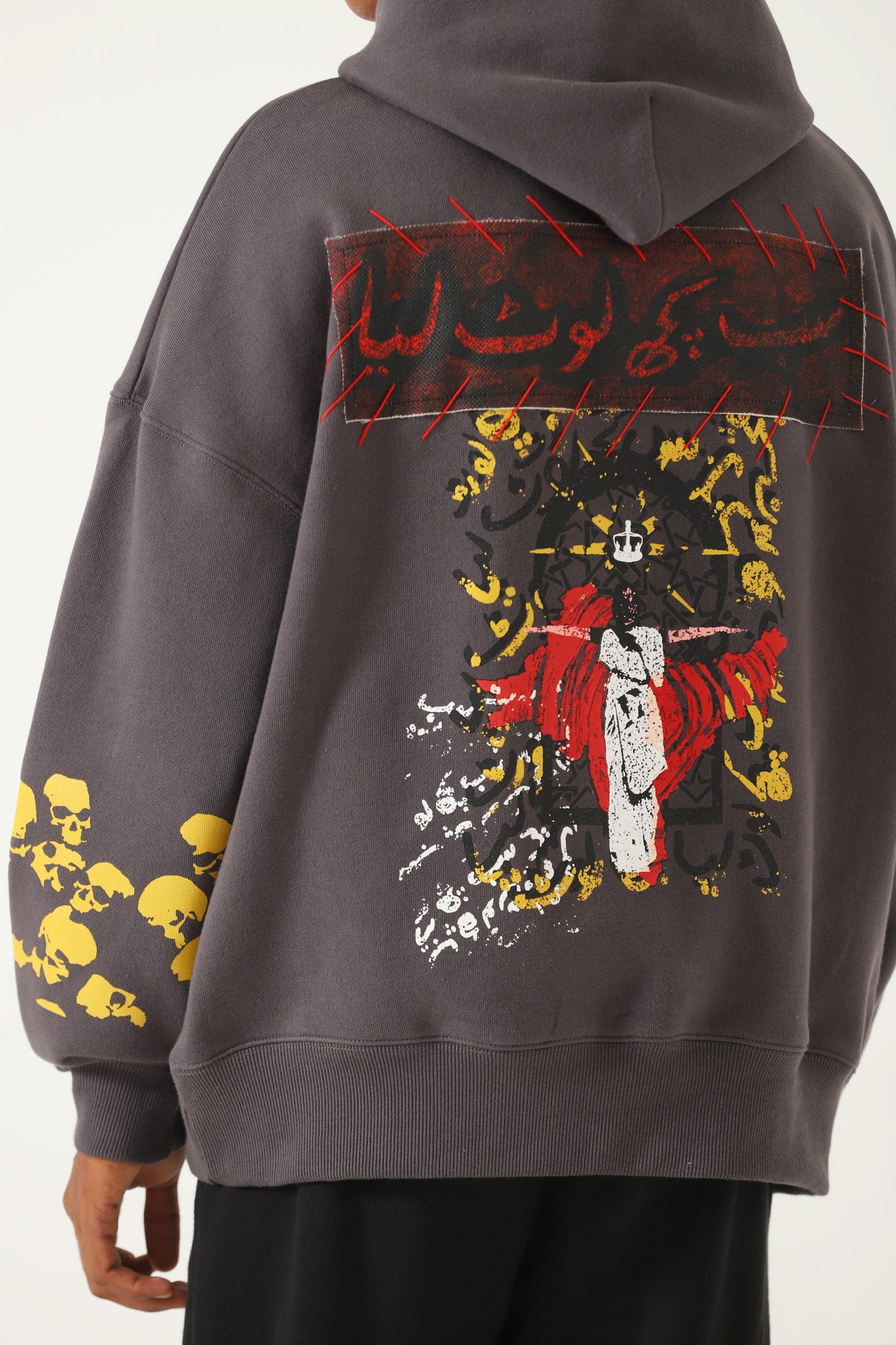 "Loot liya" patchwork grey hoodie - Image 5