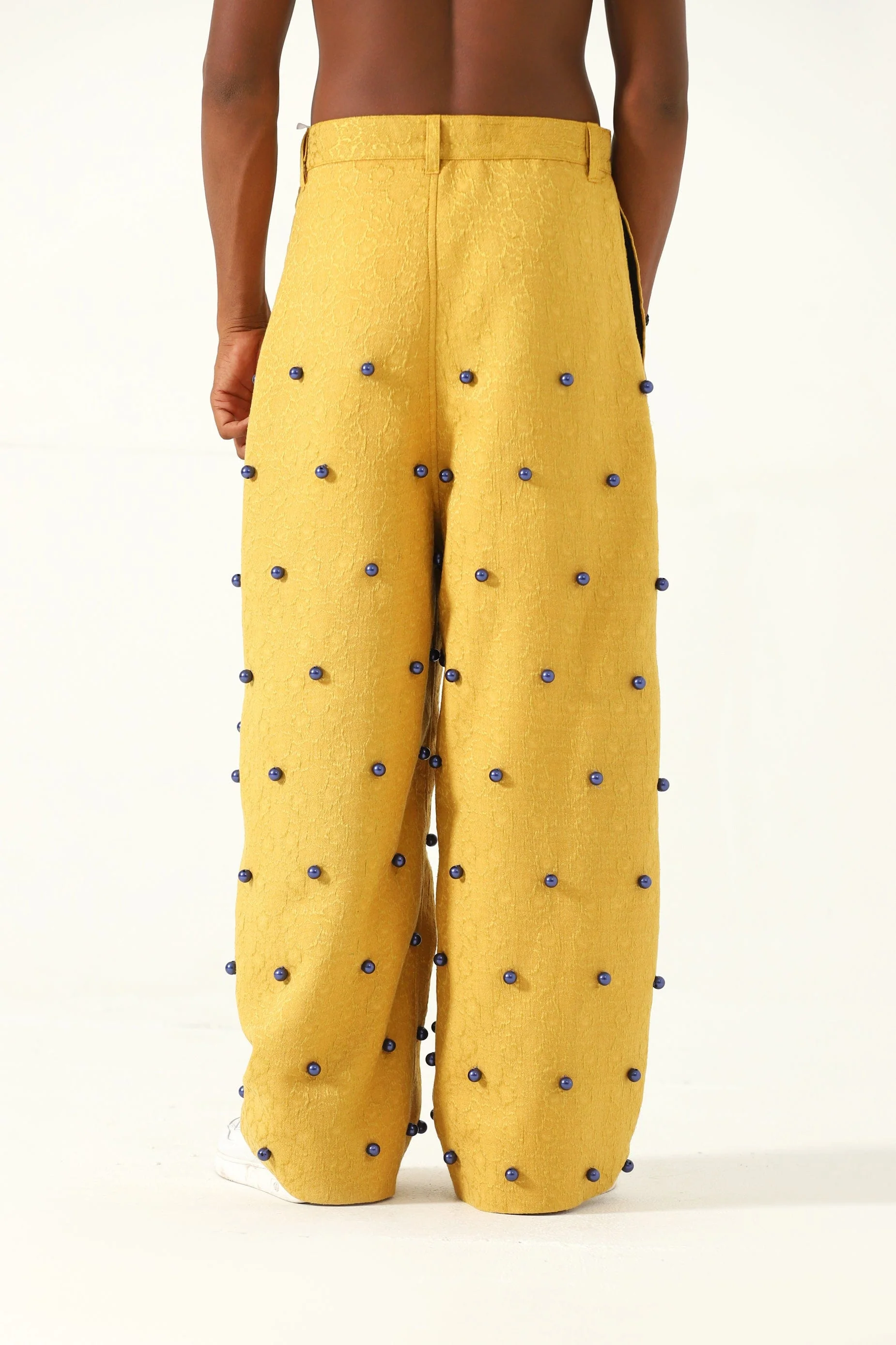 Lost time" hand-embroidered silk trousers - Image 4