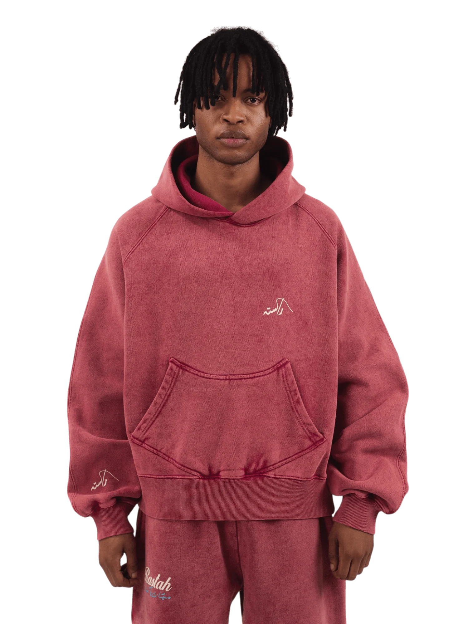Maroon acid wash made in PAK hoodie (V4) - Image 4