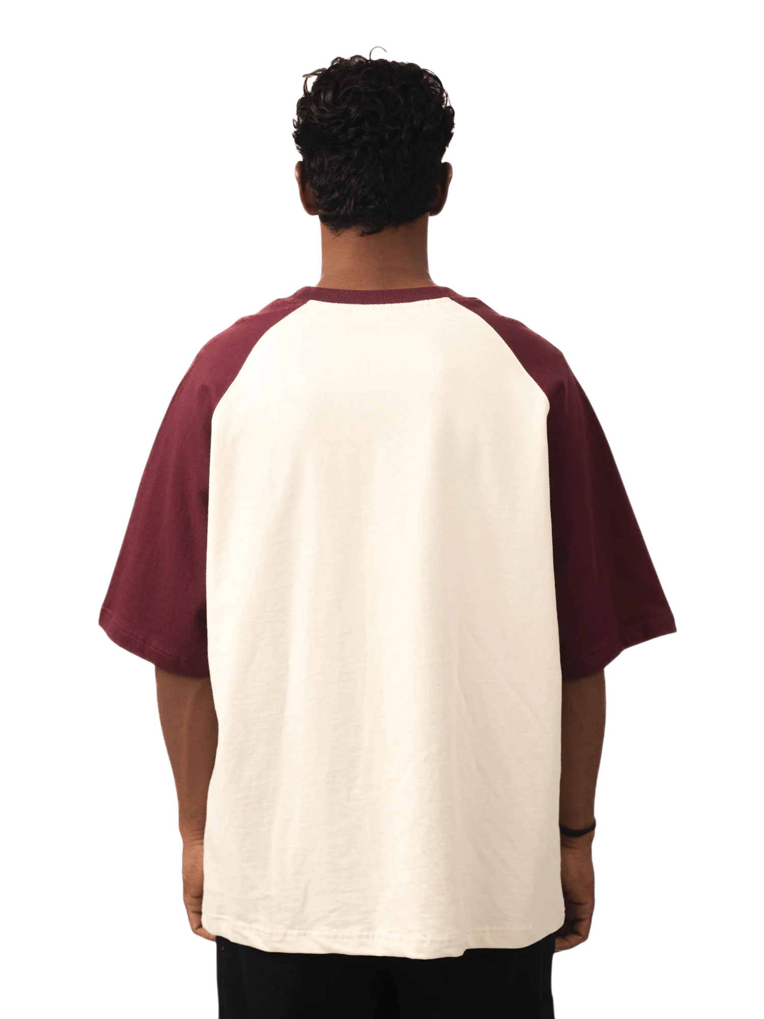 Maroon beige raglan T-shirt (V5) - Image 4