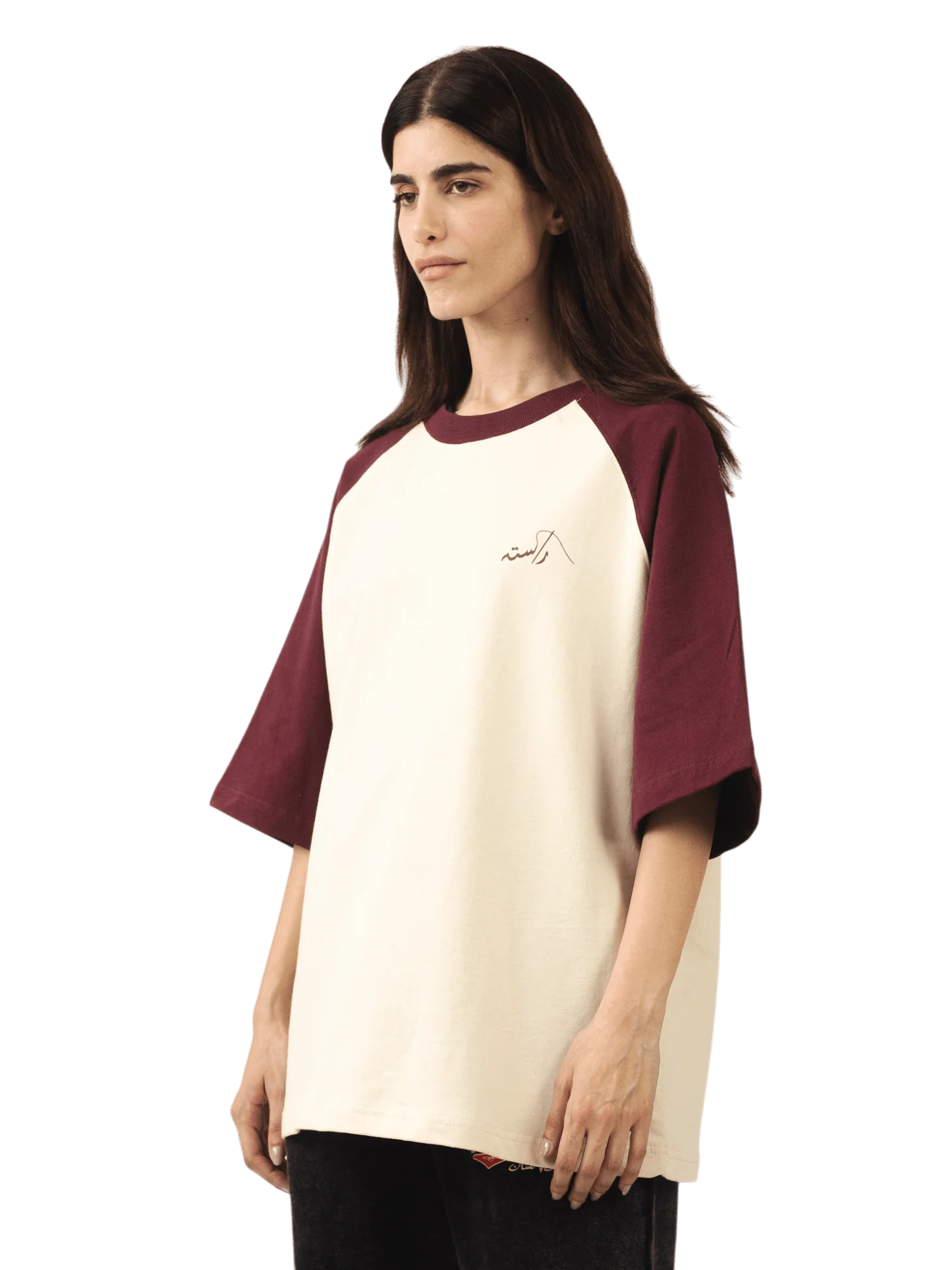 Maroon beige raglan T-shirt (V5) - Image 8