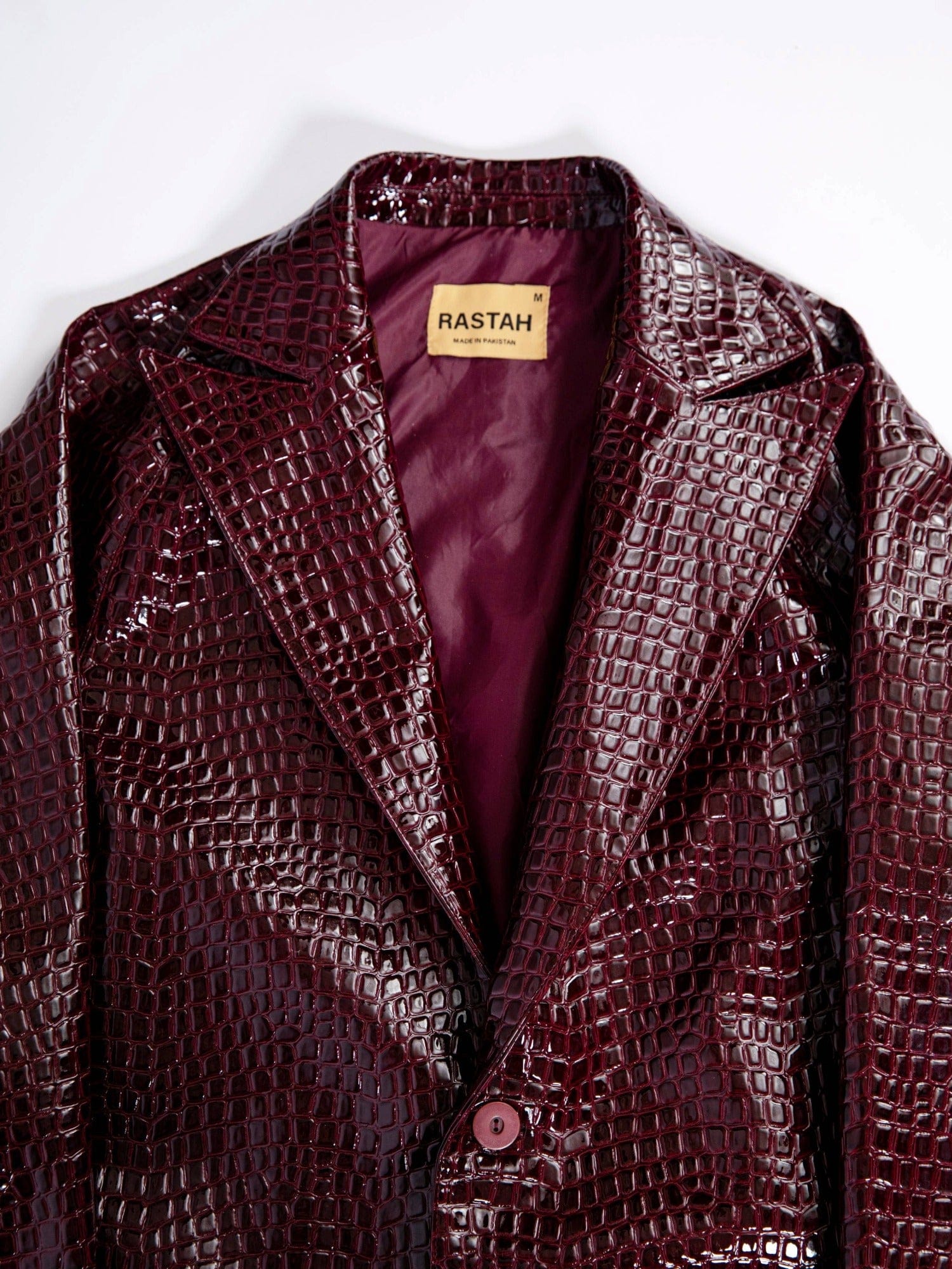 Deep cognac faux leather trench coat - Image 13